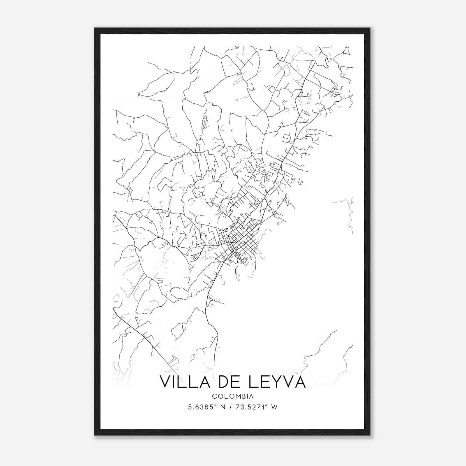 Villa de Leyva Colombia Map Poster, Villa de Leyva City Road Wall Art Print