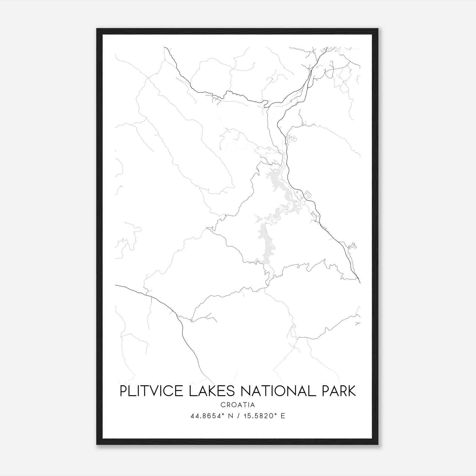 Plitvice Lakes National Park Croatia Map Poster, Plitvice Lakes National Park City Road Wall Art Print