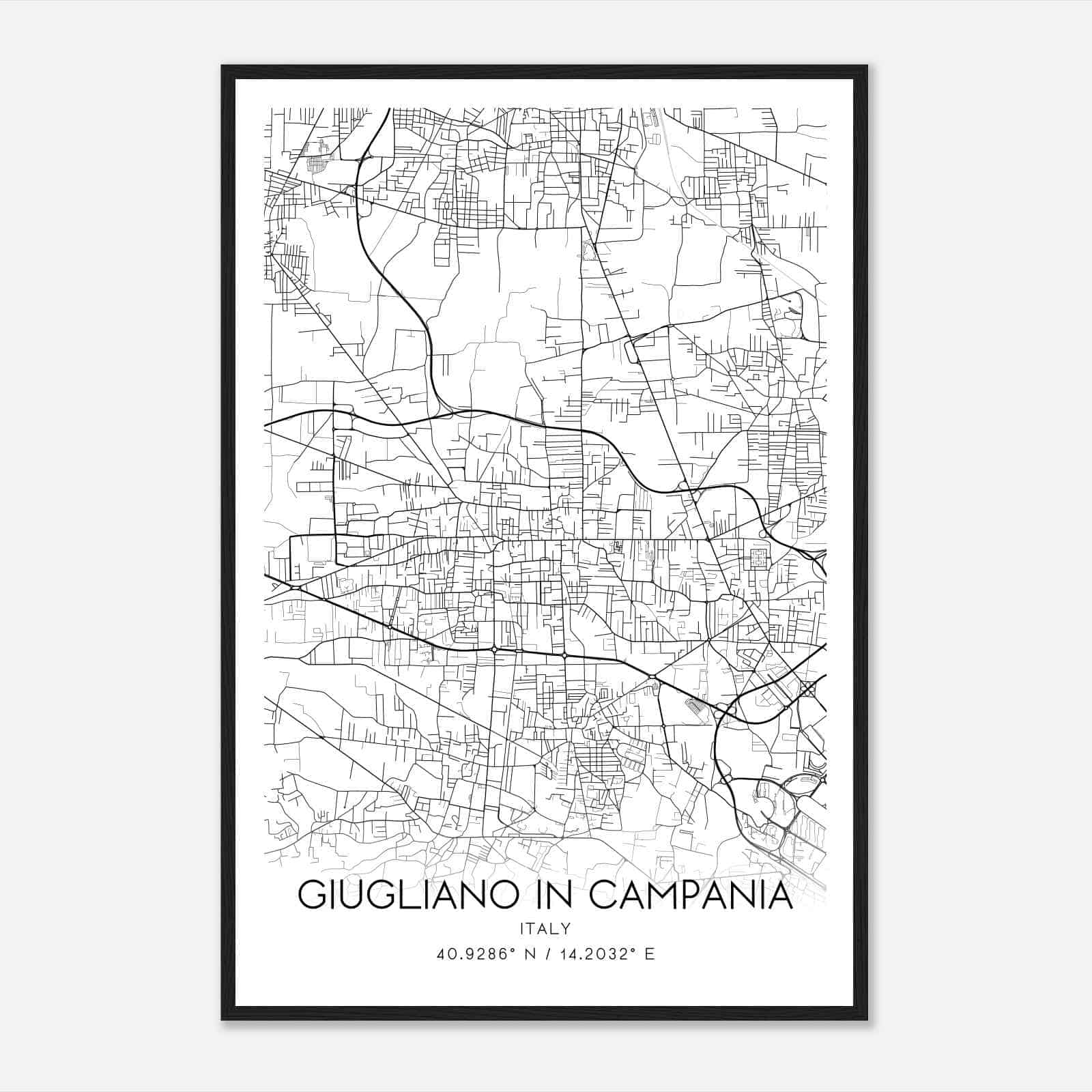 Giugliano in Campania Italy Map Poster, Giugliano in Campania City Road Wall Art Print