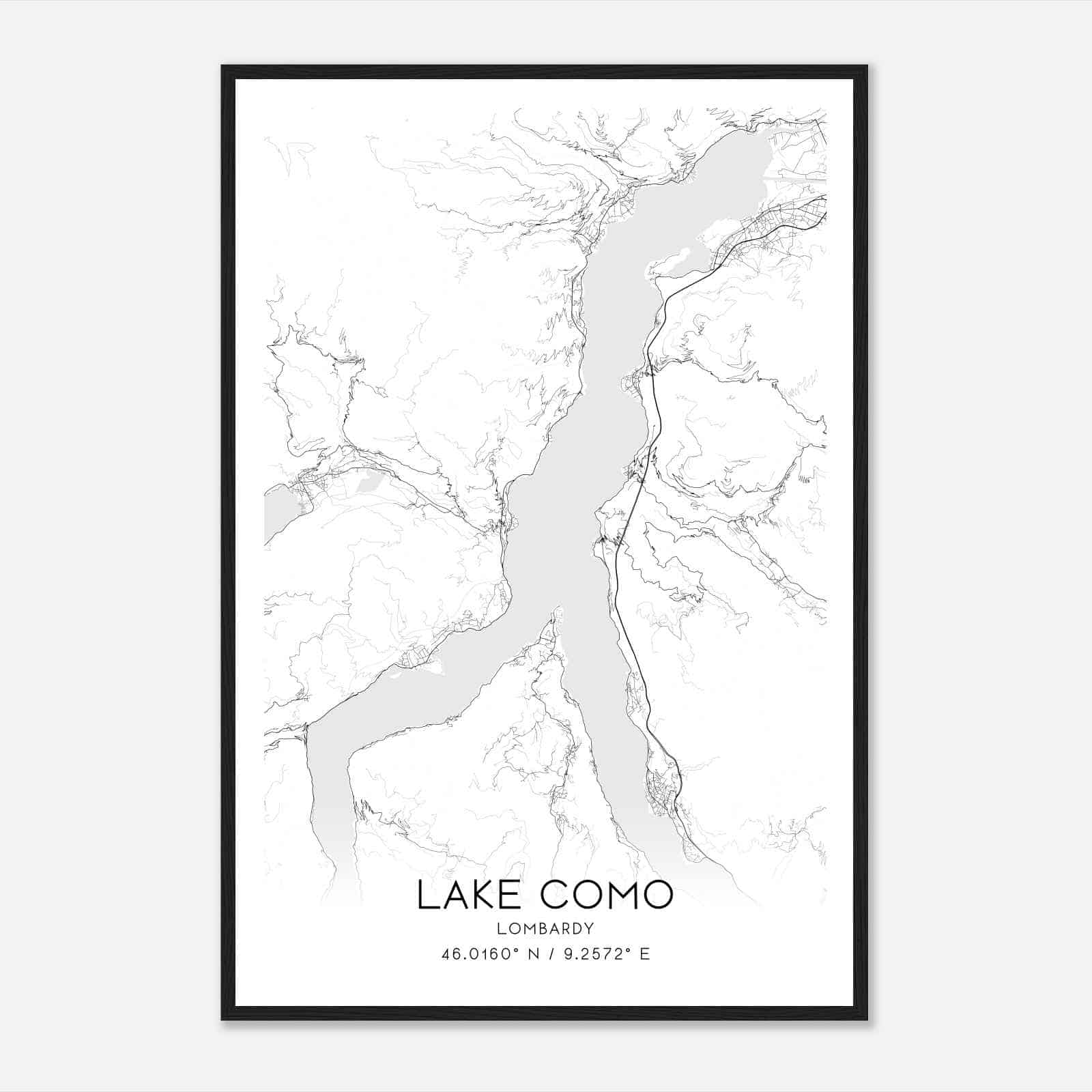 Lake Como Lombardy Map Poster, Lake Como City Road Wall Art Print