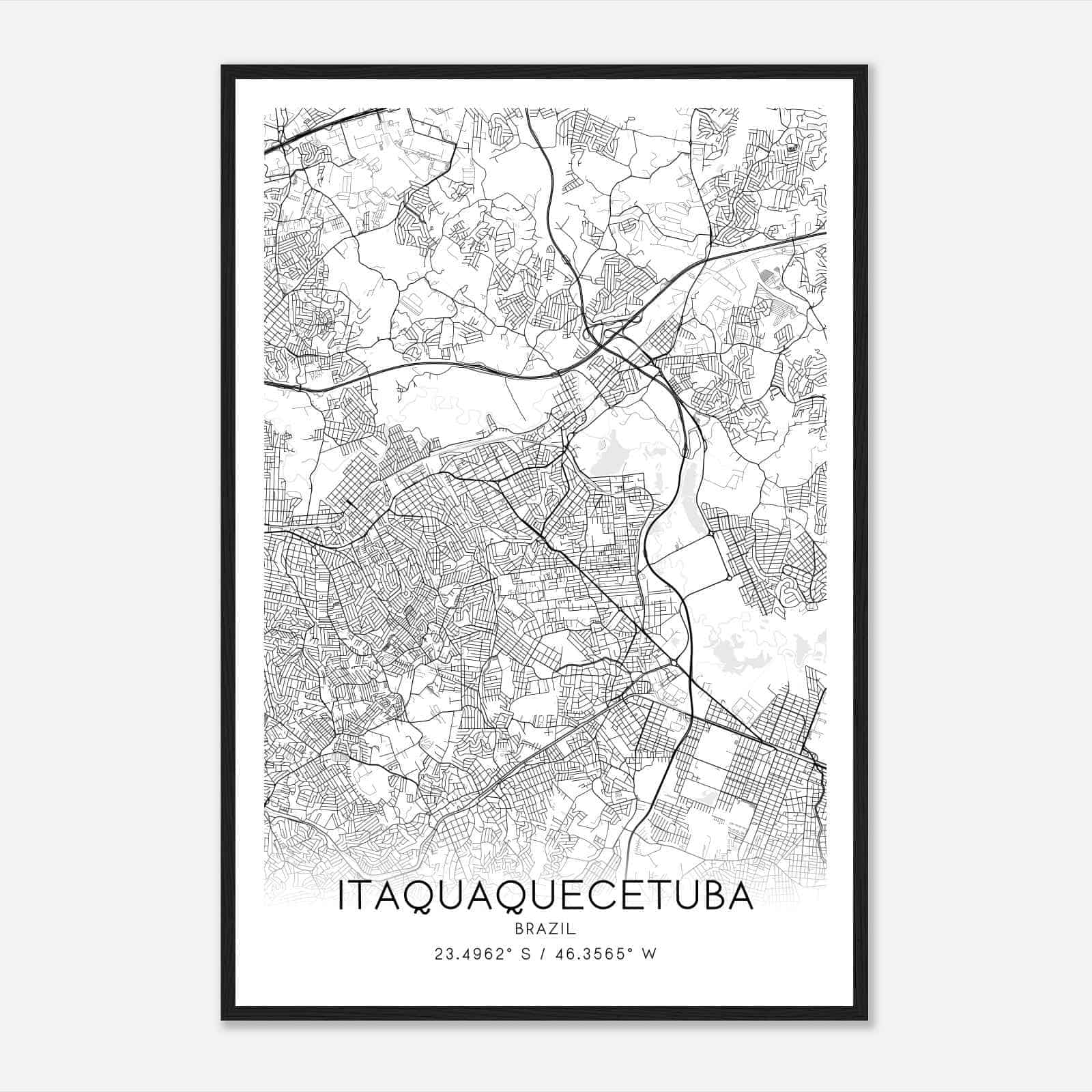 Itaquaquecetuba Brazil Map Poster, Itaquaquecetuba City Road Wall Art Print