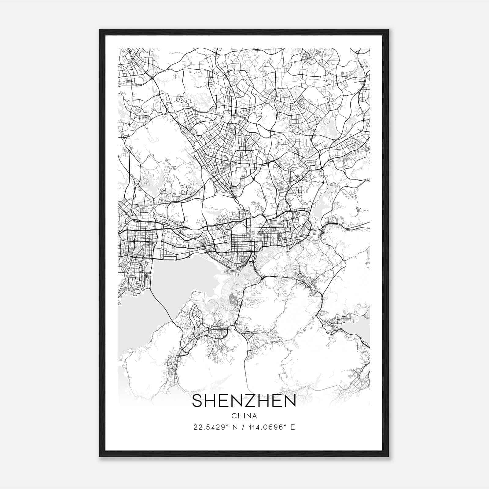 Shenzhen China Map Poster, Shenzhen City Road Wall Art Print