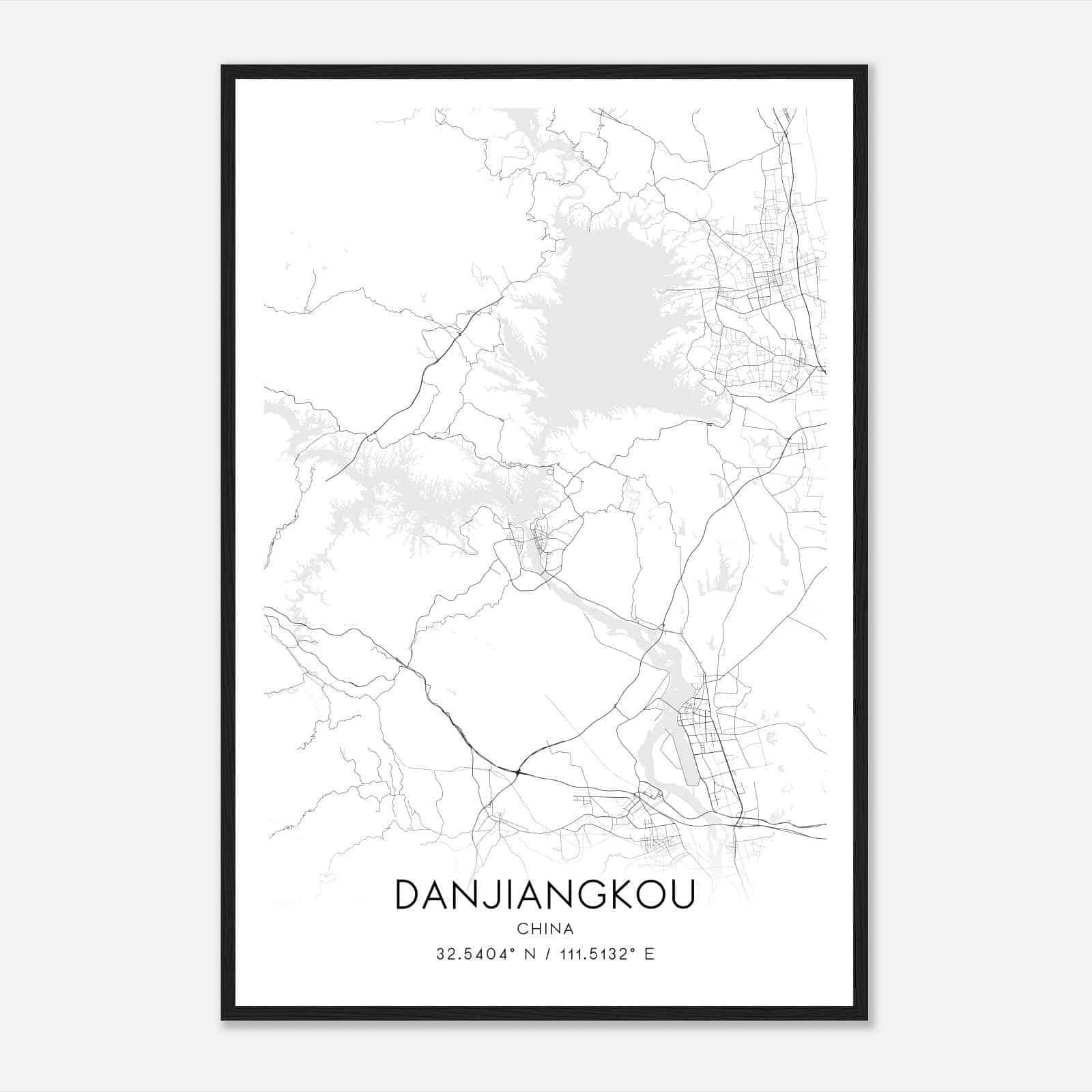 Danjiangkou China Map Poster, Danjiangkou City Road Wall Art Print