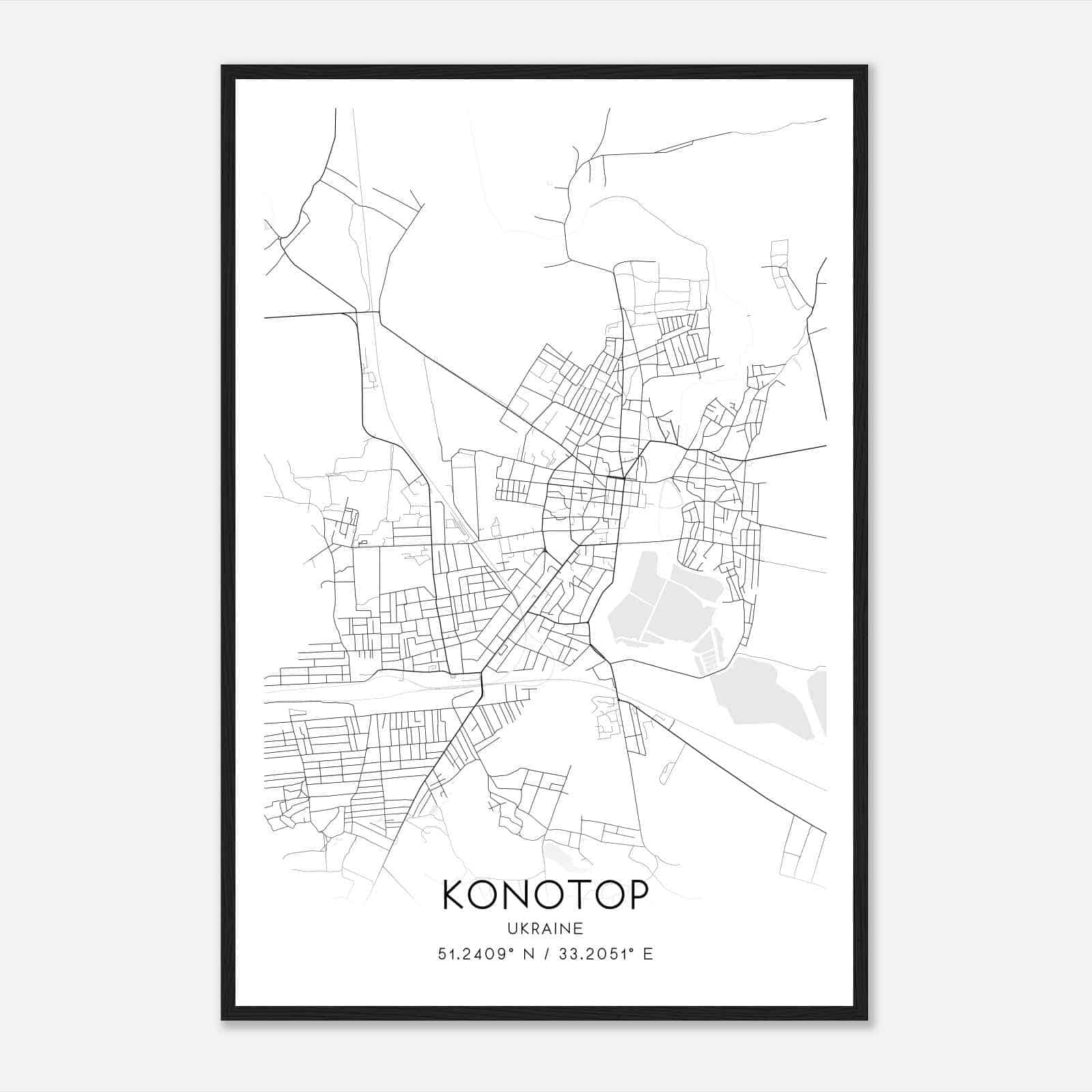 Konotop Ukraine Map Poster, Konotop City Road Wall Art Print