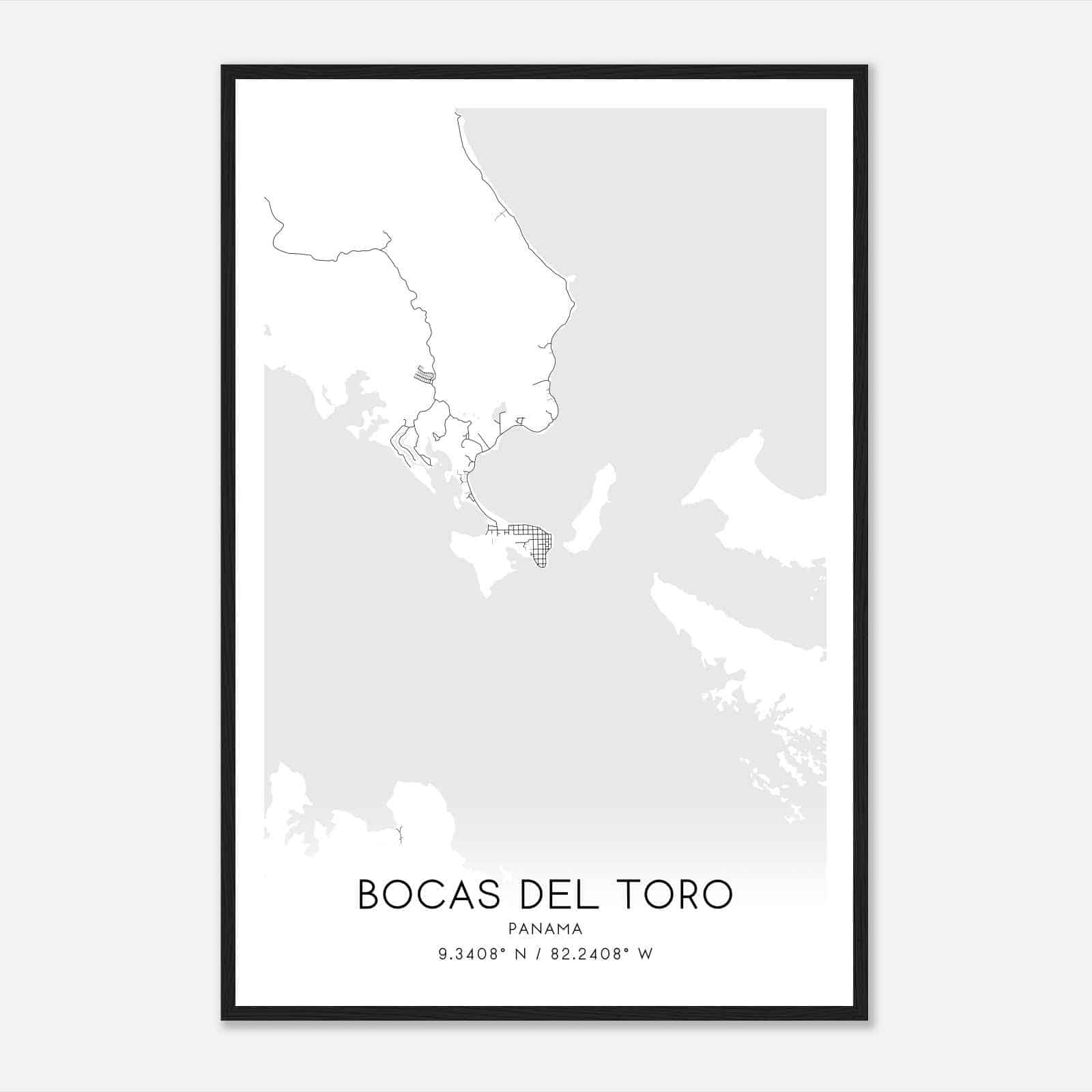 Bocas del Toro Panama Map Poster, Bocas del Toro City Road Wall Art Print
