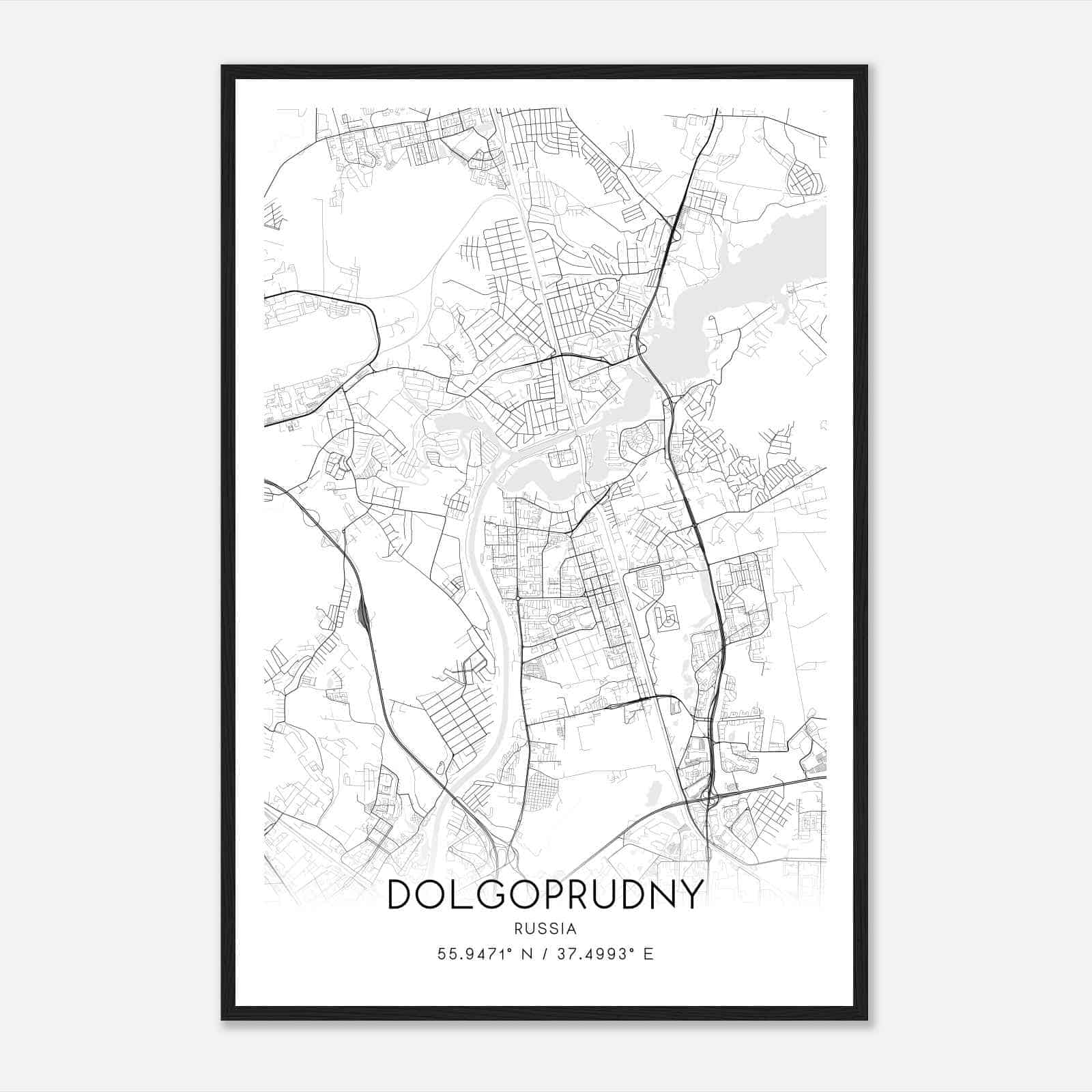 Dolgoprudny Russia Map Poster, Dolgoprudny City Road Wall Art Print