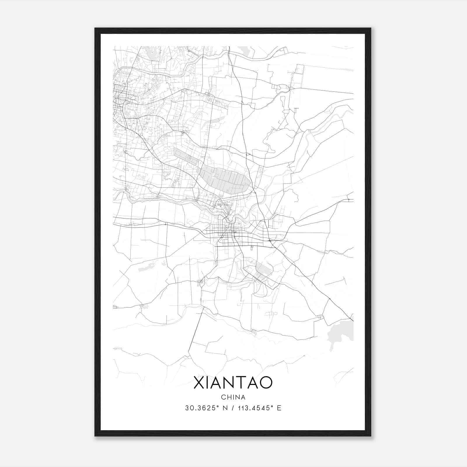 Xiantao China Map Poster, Xiantao City Road Wall Art Print
