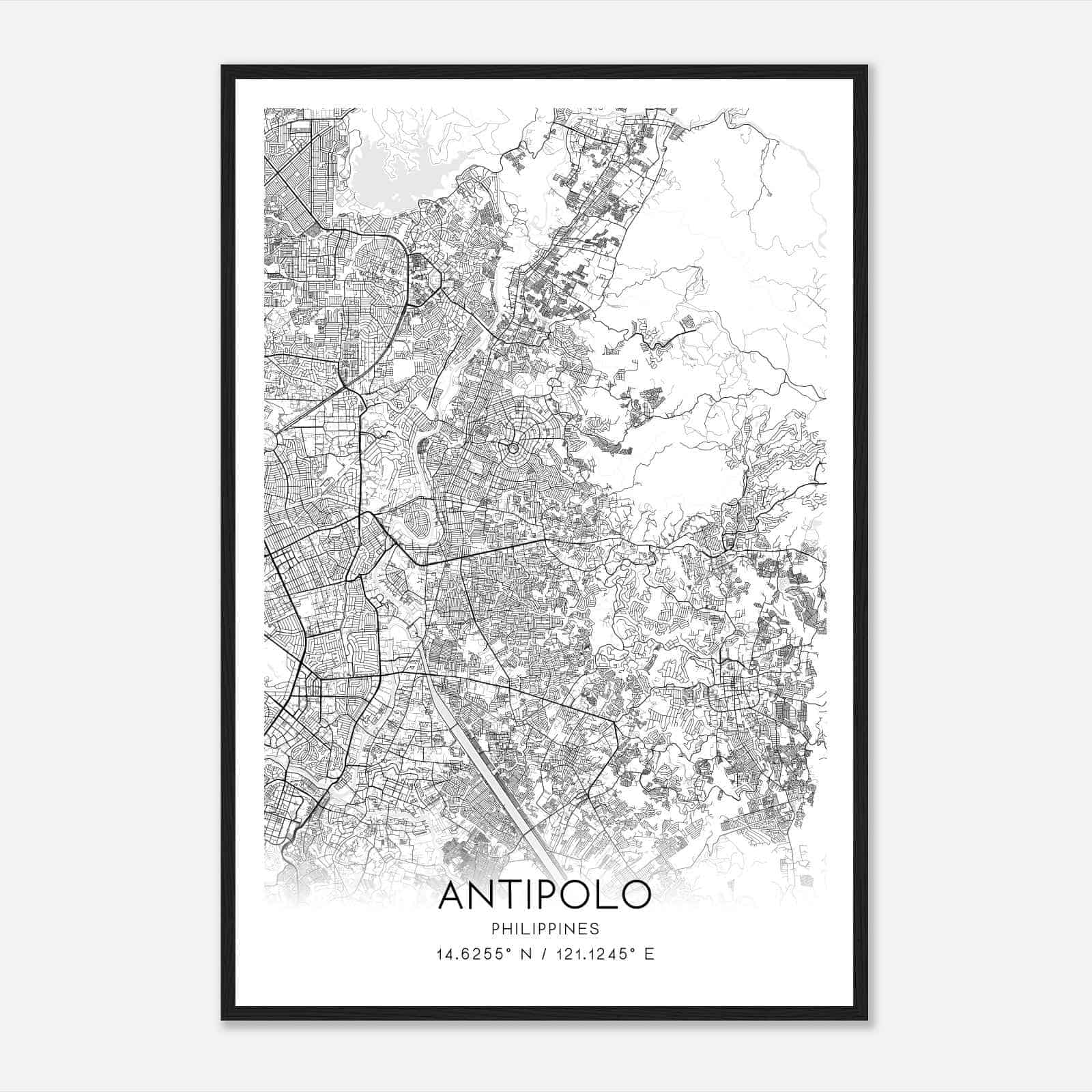 Antipolo Philippines Map Poster, Antipolo City Road Wall Art Print