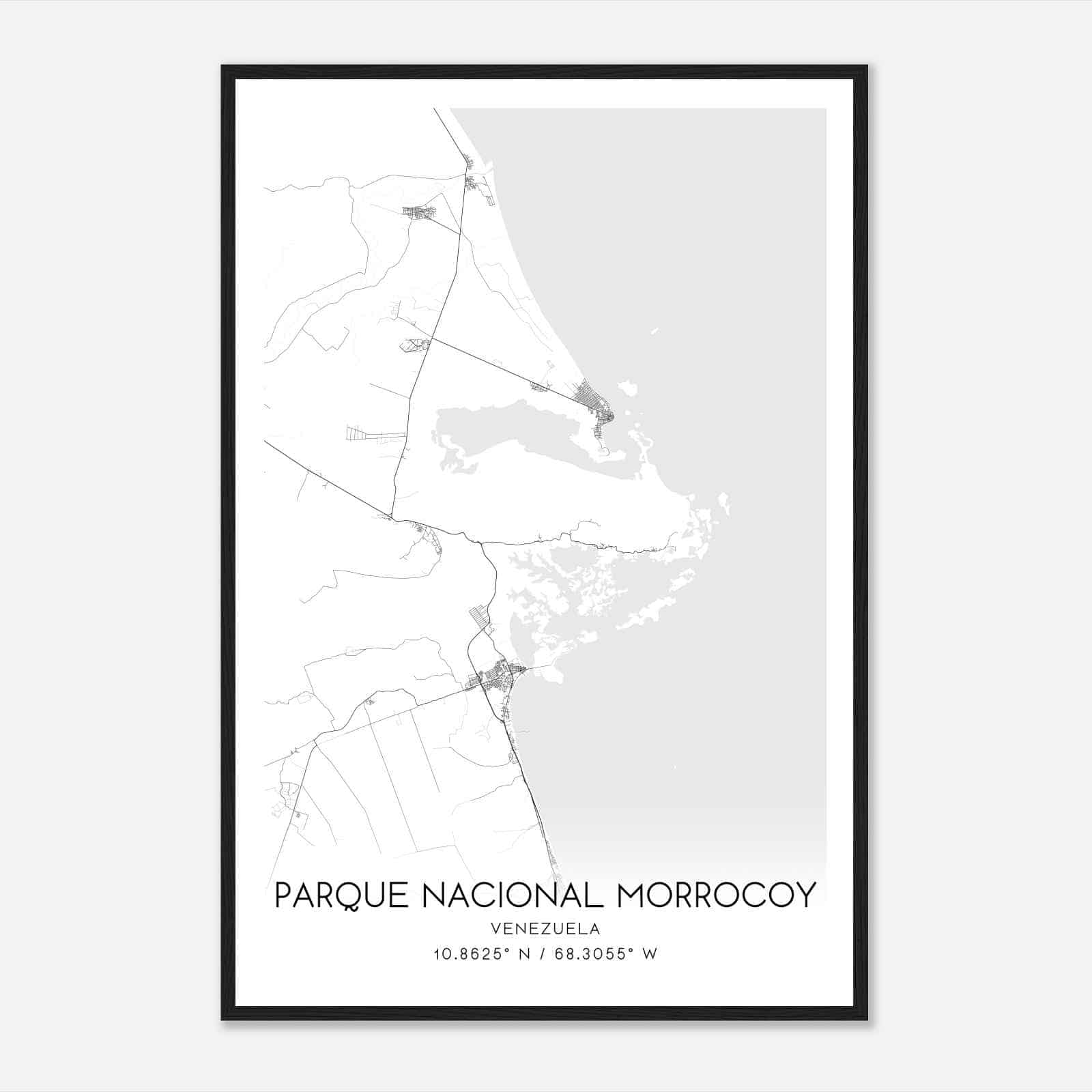 Parque Nacional Morrocoy Venezuela Map Poster, Parque Nacional Morrocoy City Road Wall Art Print