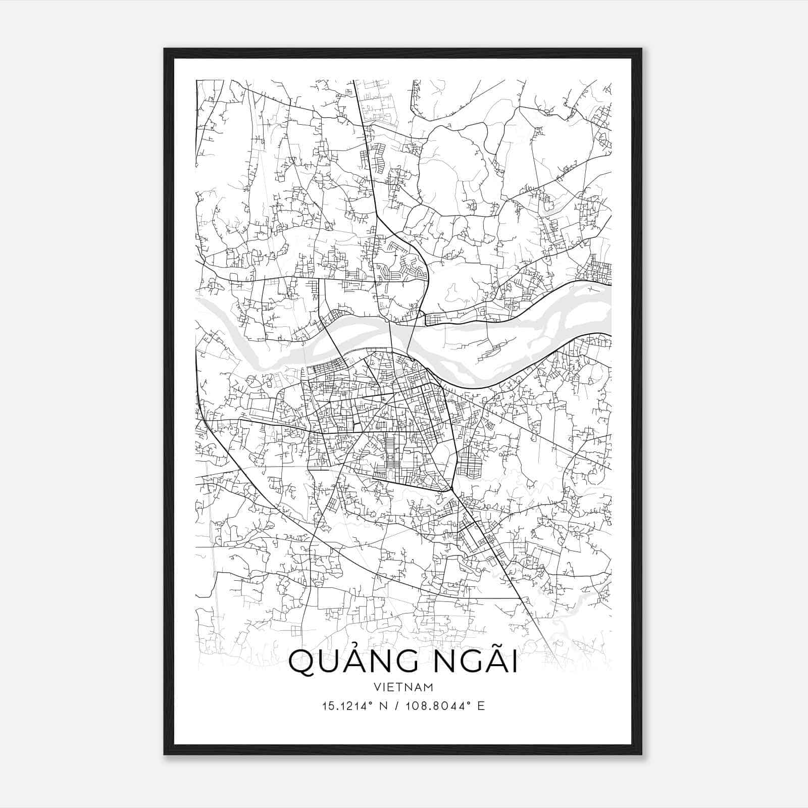 Quang Ngai Vietnam Map Poster, Quang Ngai City Road Wall Art Print