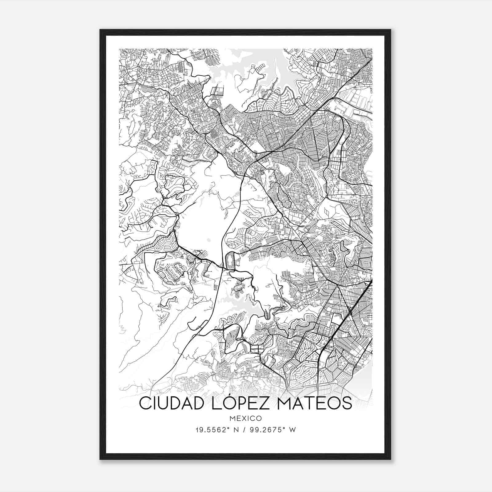Ciudad Lopez Mateos Mexico Map Poster, Ciudad Lopez Mateos City Road Wall Art Print