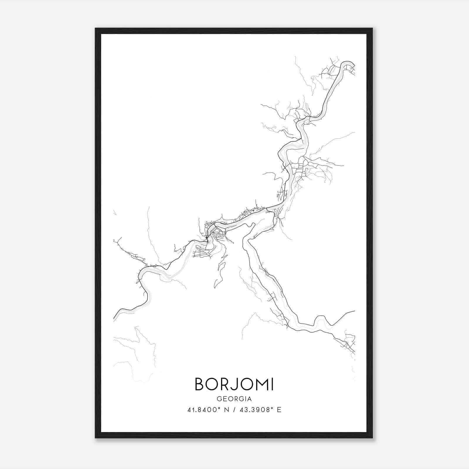 Borjomi Georgia Map Poster, Borjomi City Road Wall Art Print