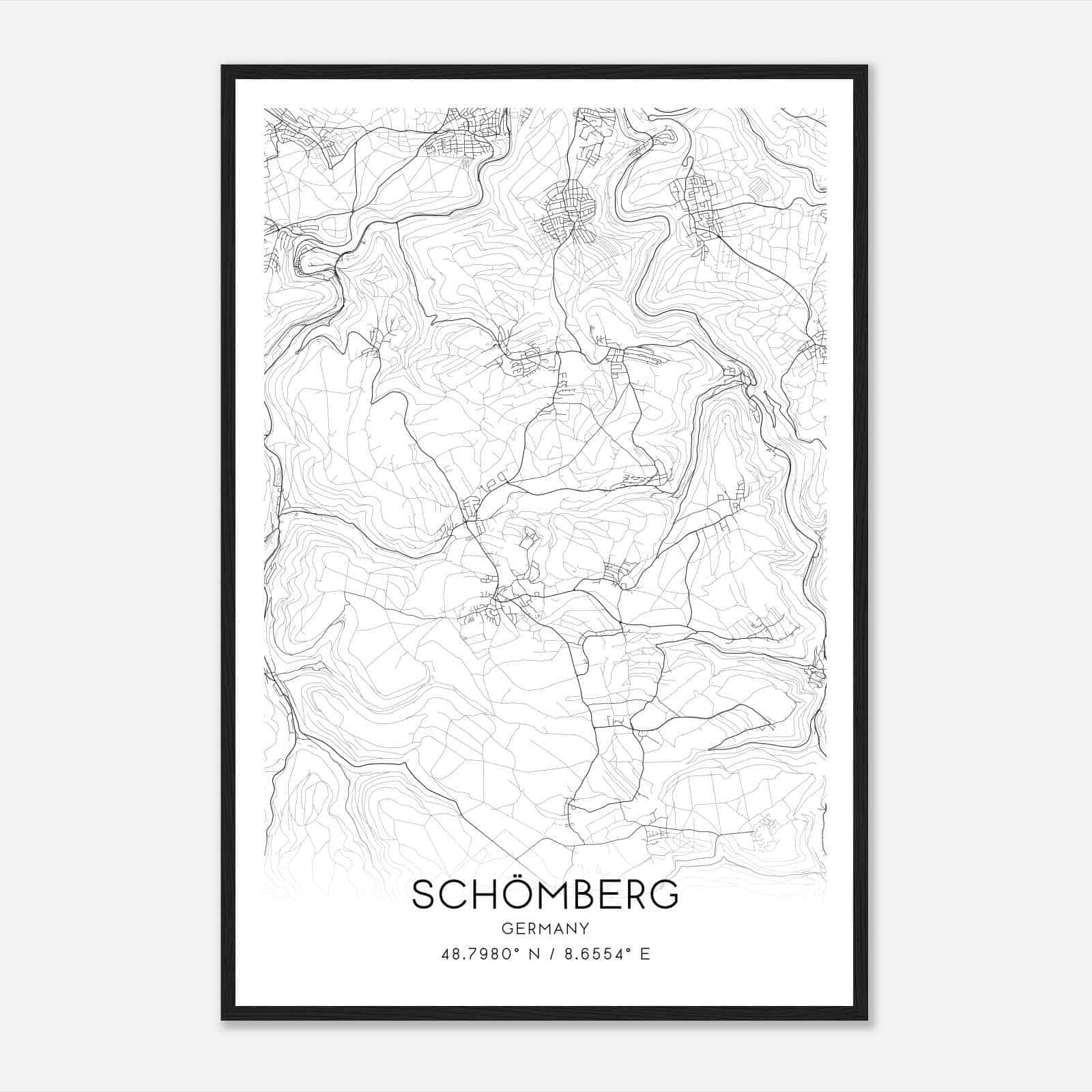 Schomberg Germany Map Poster, Modern Home Decor Wall Art Print Custom