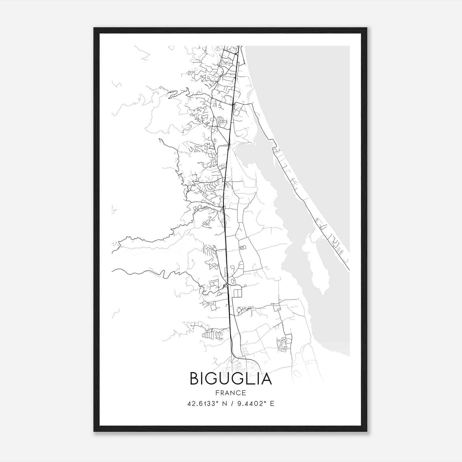 Biguglia France Map Poster, Modern Home Decor Wall Art Print