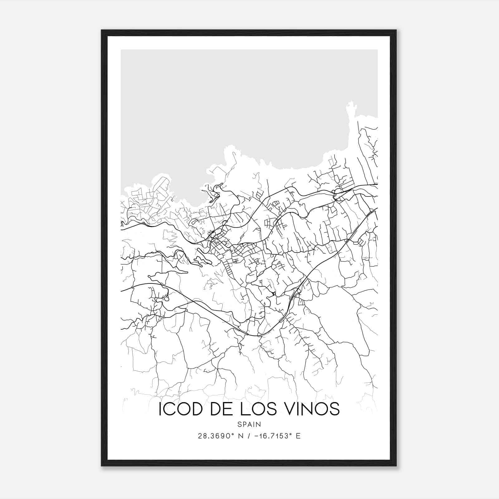 Icod de los Vinos Spain Map Poster, Modern Home Decor Wall Art Print
