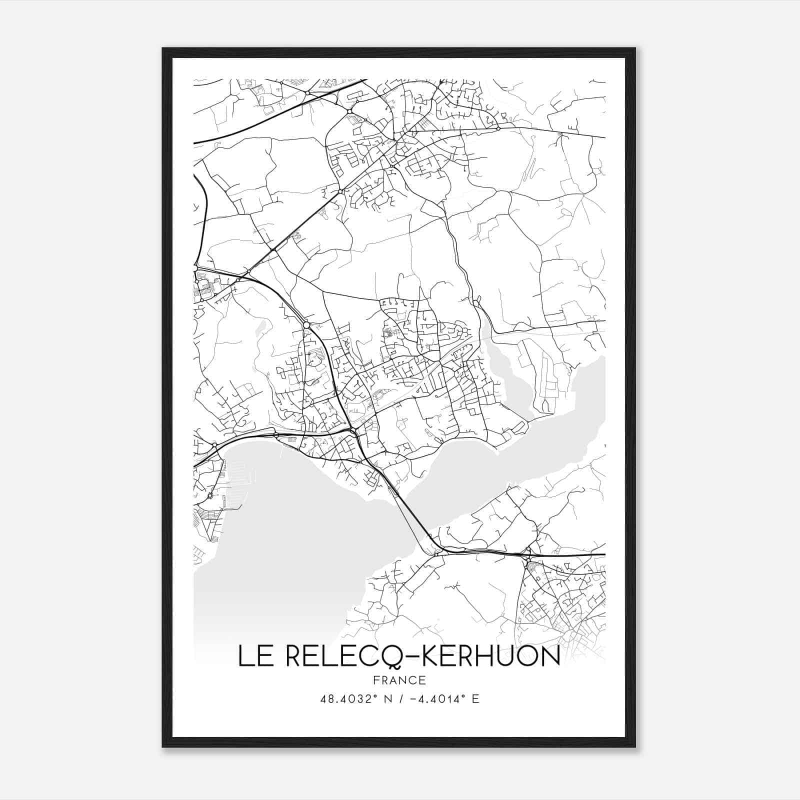 Le Relecq-Kerhuon France Map Poster, Modern Home Decor Wall Art Print