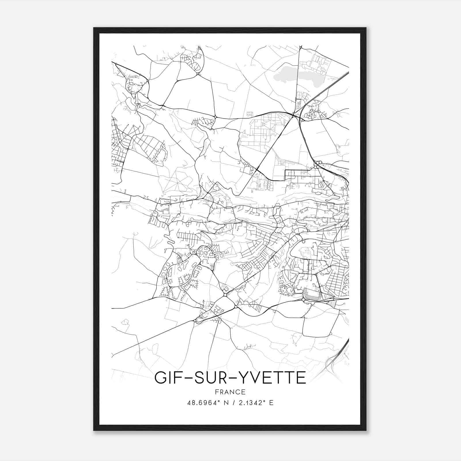 Gif-sur-Yvette France Map Poster, Modern Home Decor Wall Art Print