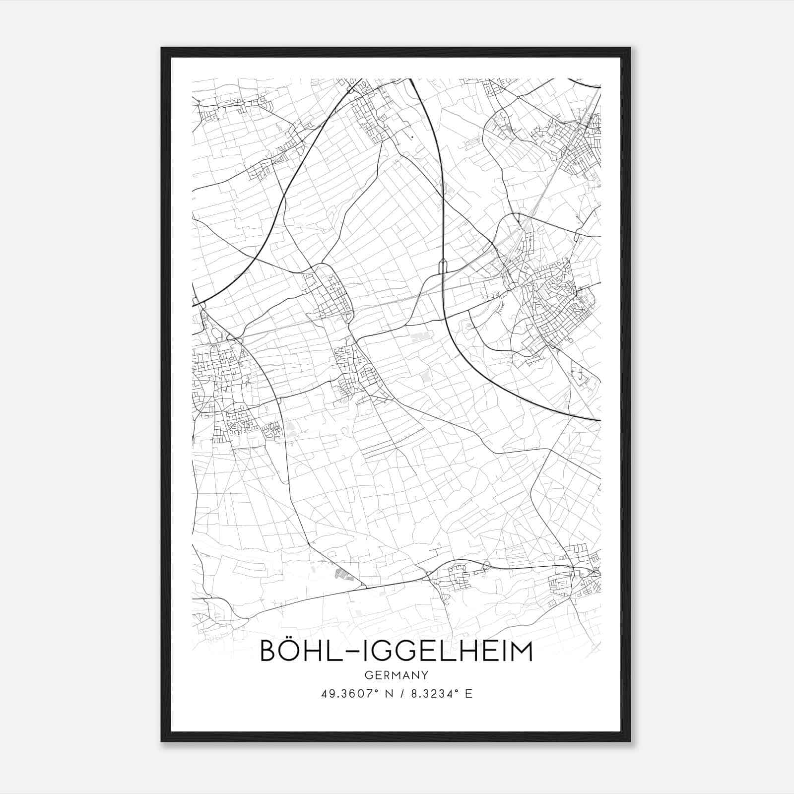 Bohl-Iggelheim Germany Map Poster, Modern Home Decor Wall Art Print