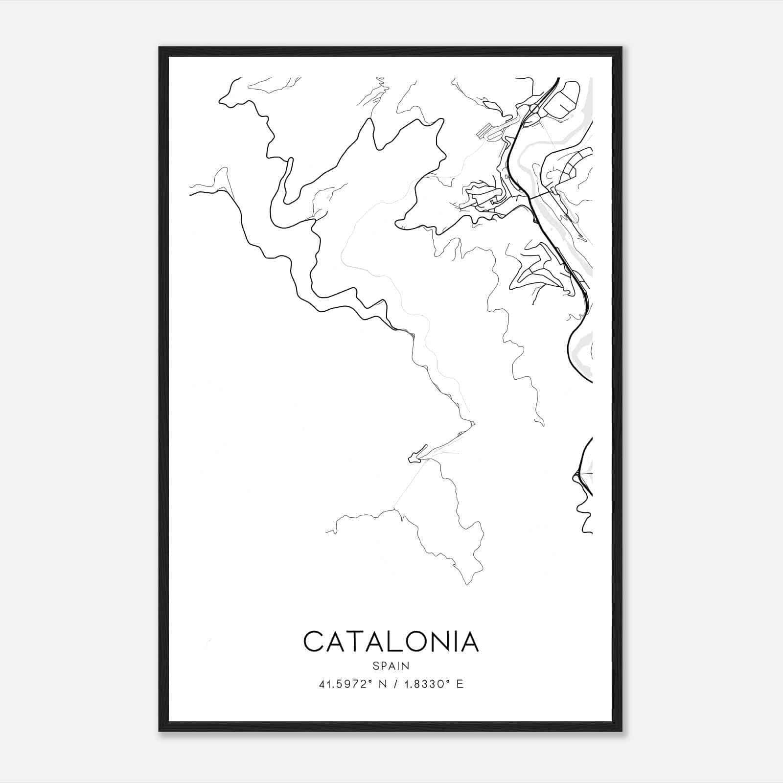 Monserrat Spain Map Poster, Modern Home Decor Wall Art Print