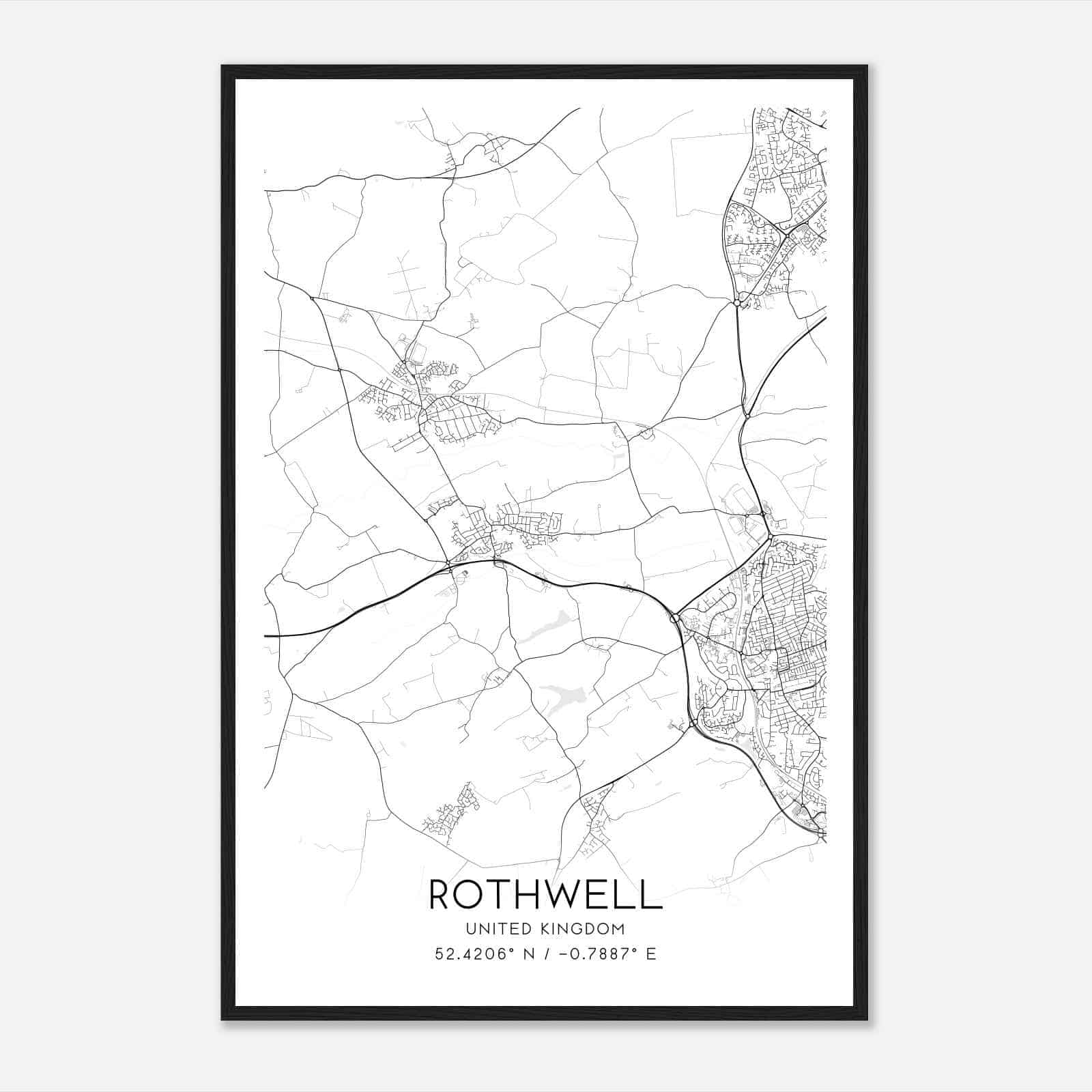 Rothwell United Kingdom Map Poster, Modern Home Decor Wall Art Print Rothwell United Kingdom Map Poster, Modern Home Decor Wall Art Print