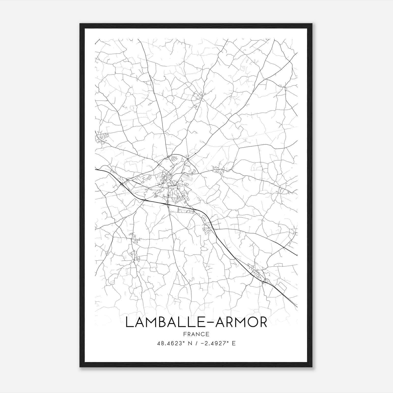 Lamballe France Map Poster, Modern Home Decor Wall Art Print