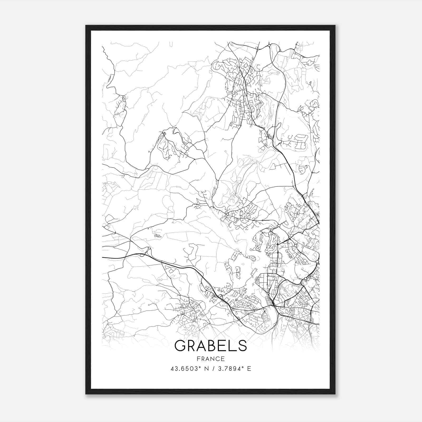 Grabels France Map Poster, Modern Home Decor Wall Art Print