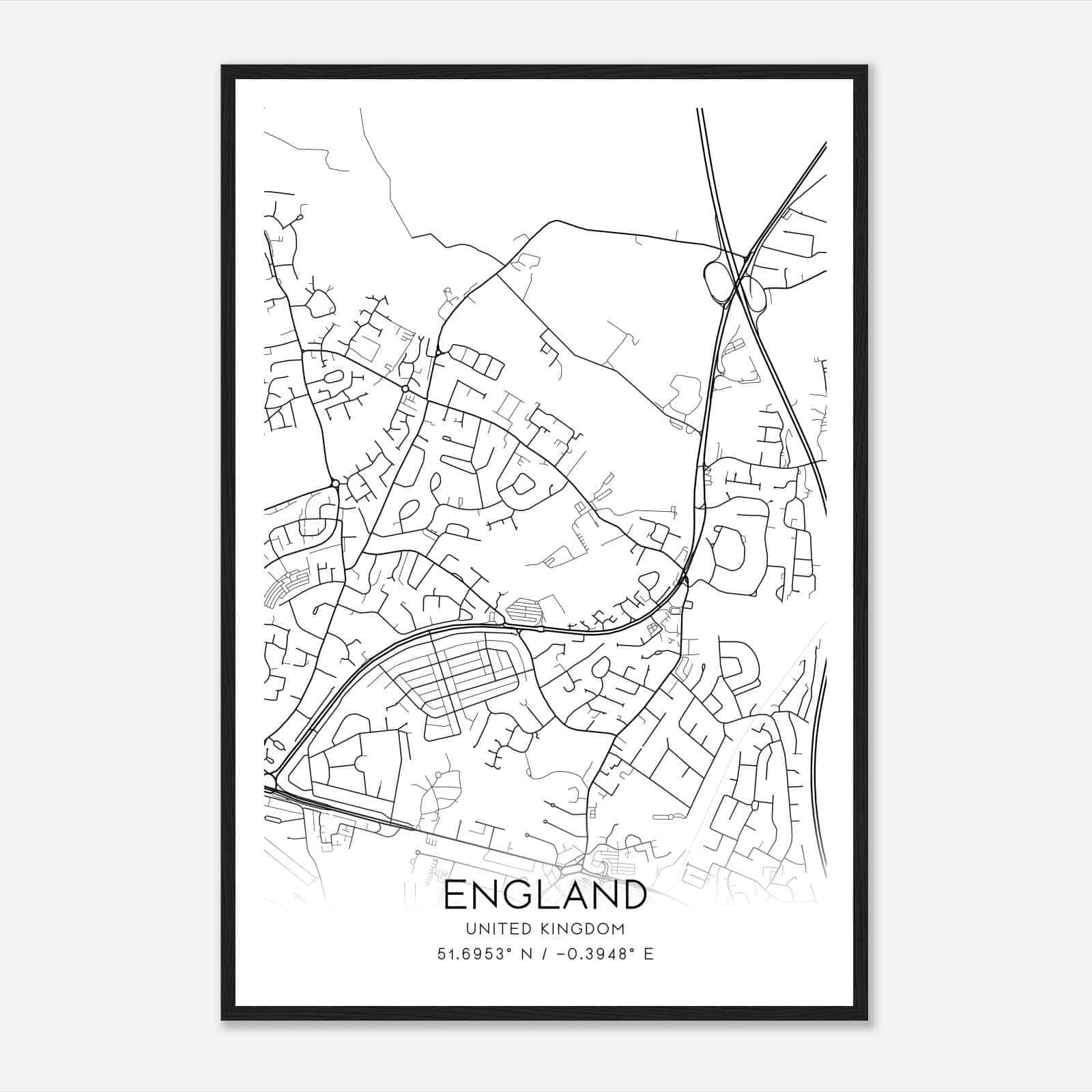 Leavesden Green United Kingdom Map Poster, Modern Home Decor Wall Art Print