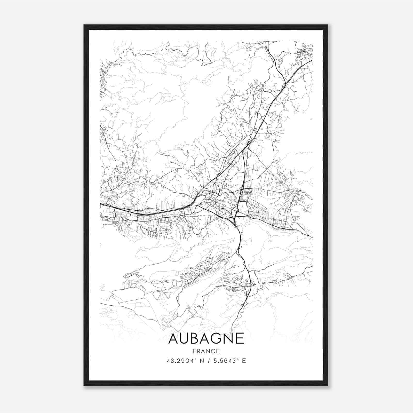 Aubagne France Map Poster, Modern Home Decor Wall Art Print