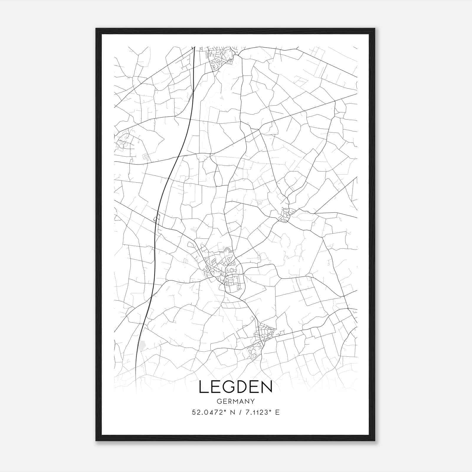 Legden Germany Map Poster, Modern Home Decor Wall Art Print