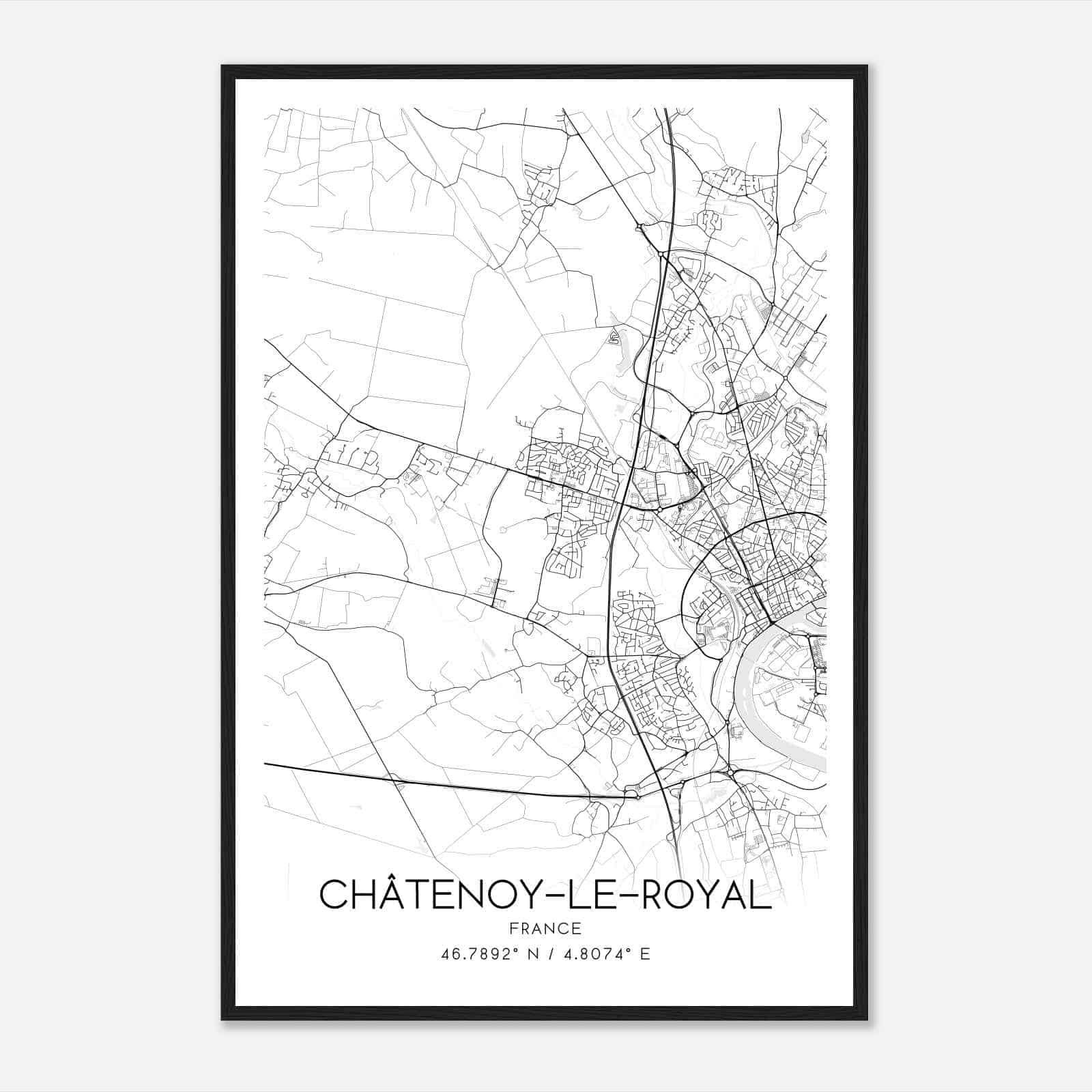 Chatenoy-le-Royal France Map Poster, Modern Home Decor Wall Art Print Chatenoy-le-Royal France Map Poster, Modern Home Decor Wall Art Print