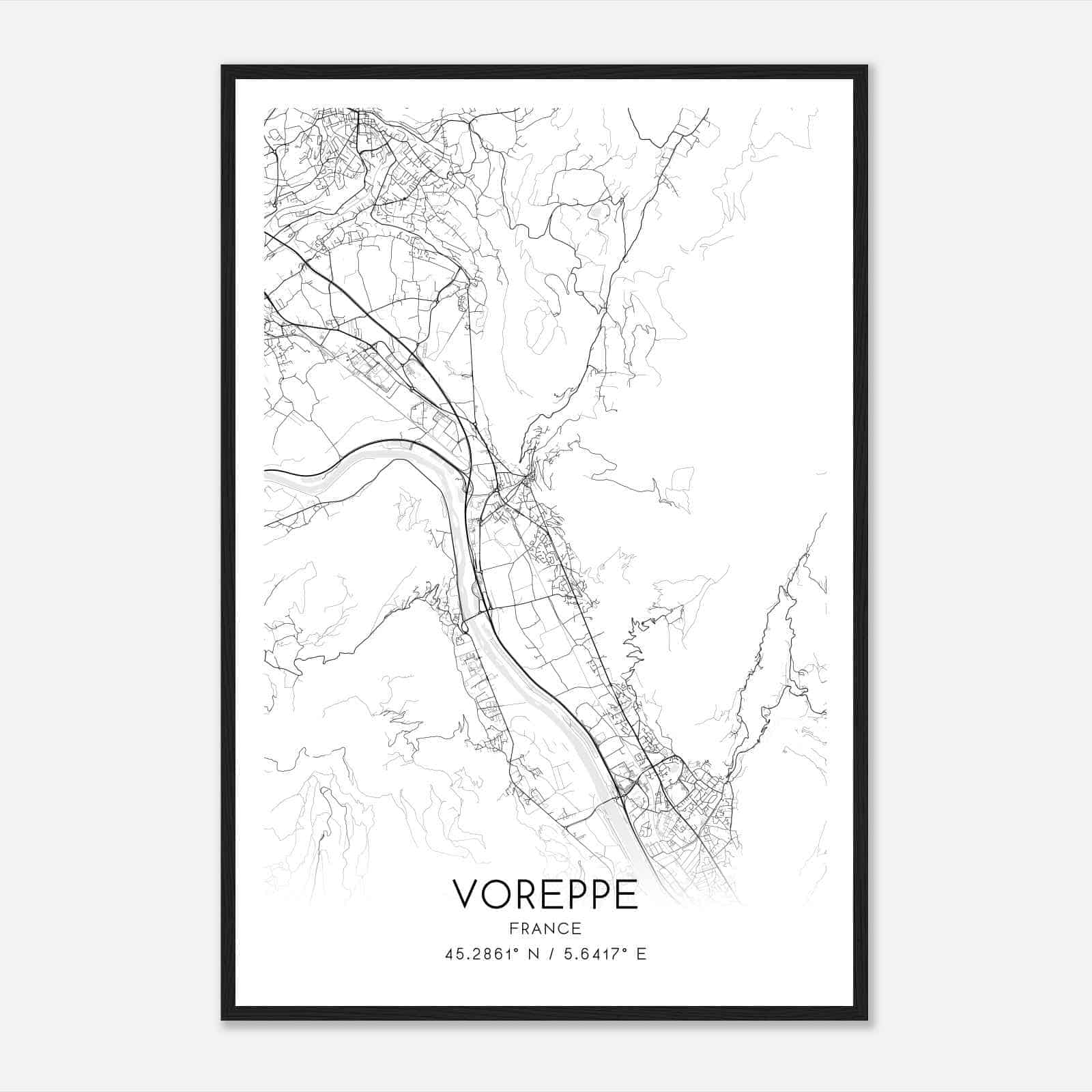 Voreppe France Map Poster, Modern Home Decor Wall Art Print