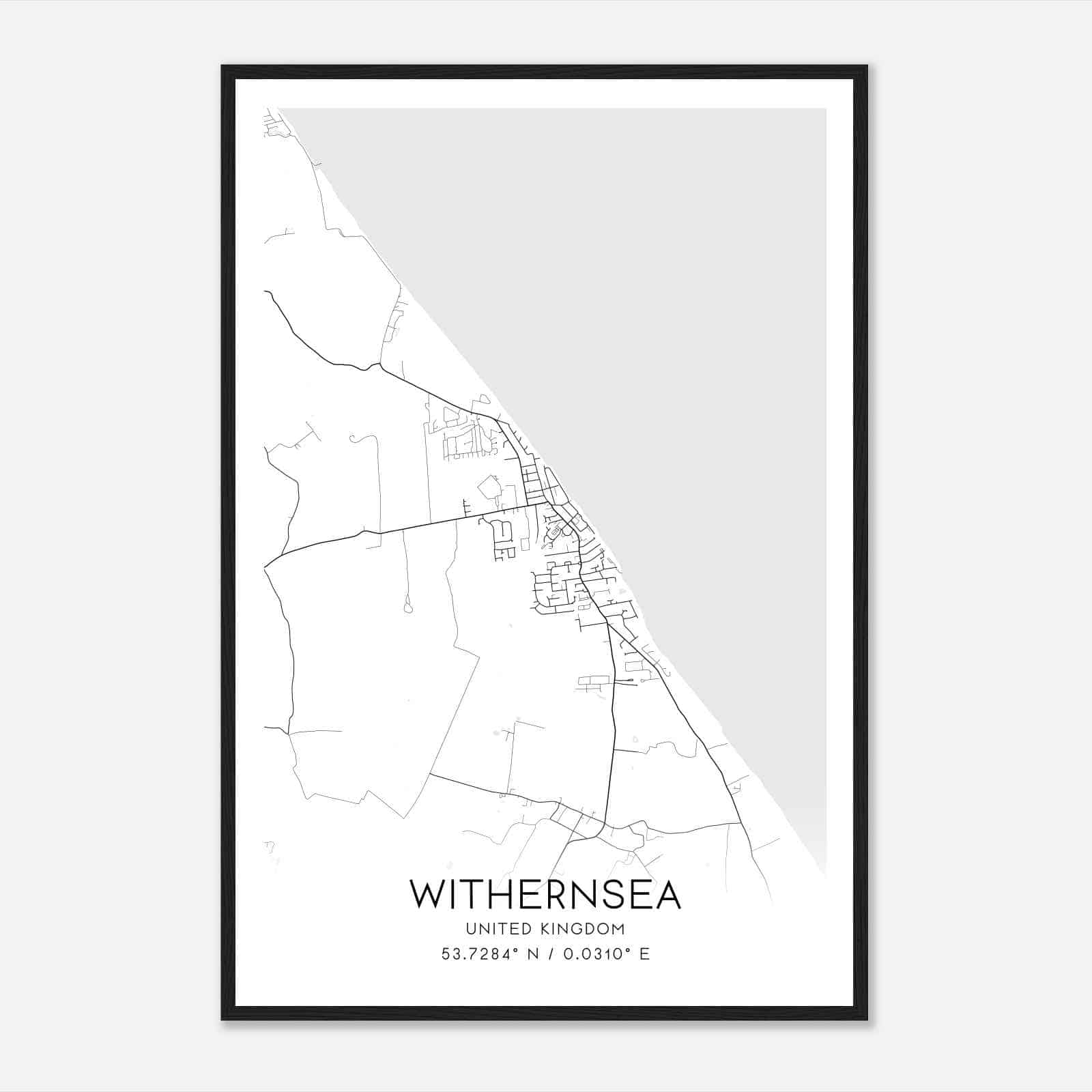 Withernsea United Kingdom Map Poster, Modern Home Decor Wall Art Print