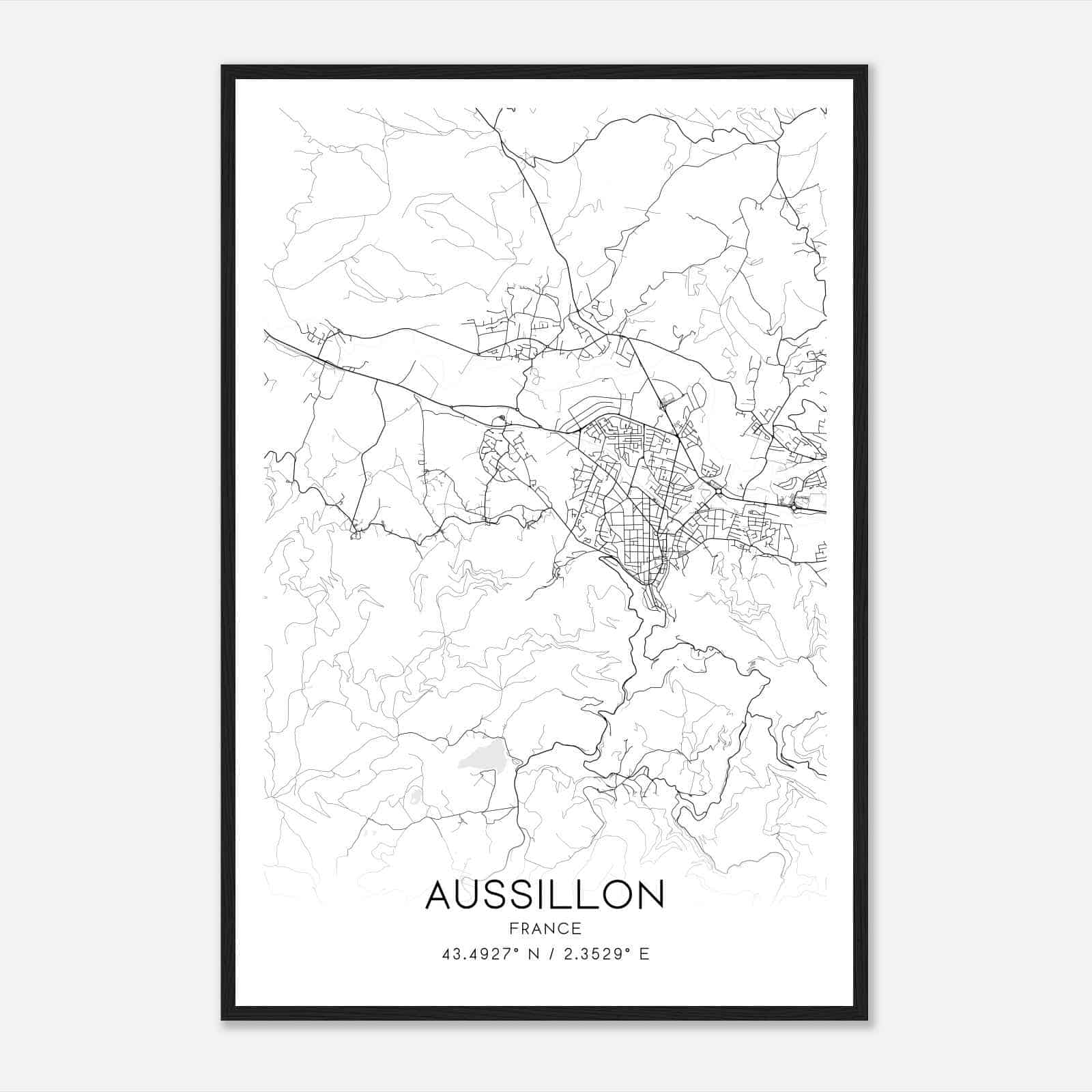 Aussillon France Map Poster, Modern Home Decor Wall Art Print