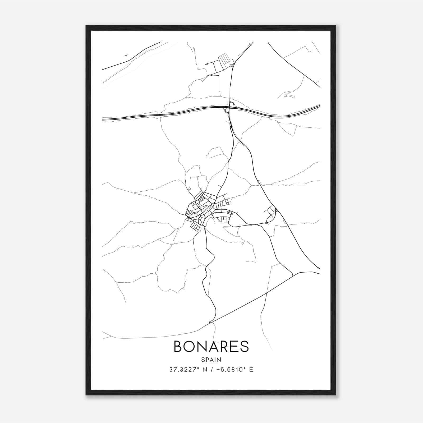 Bonares Spain Map Poster, Modern Home Decor Wall Art Print