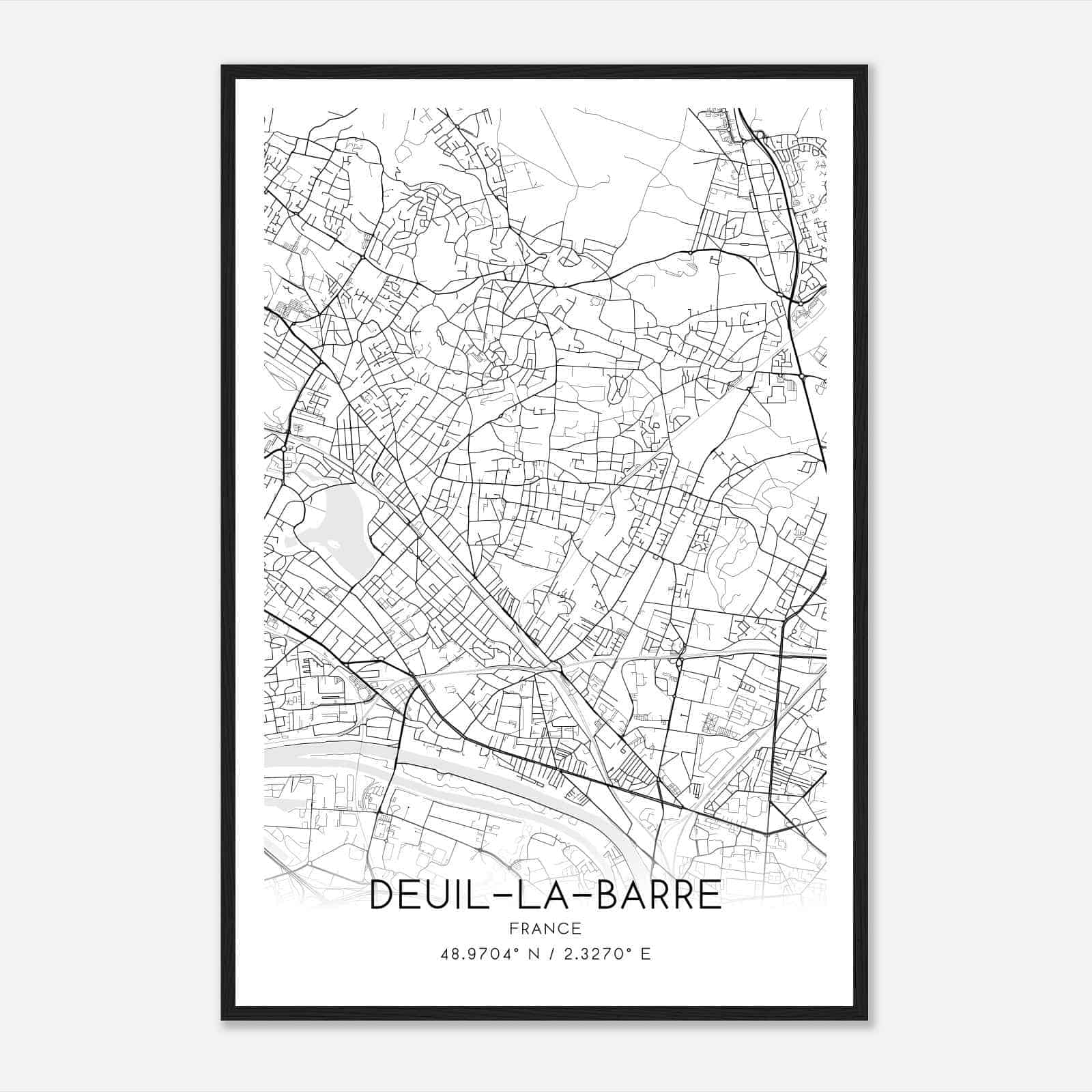 Deuil-la-Barre France Map Poster, Modern Home Decor Wall Art Print