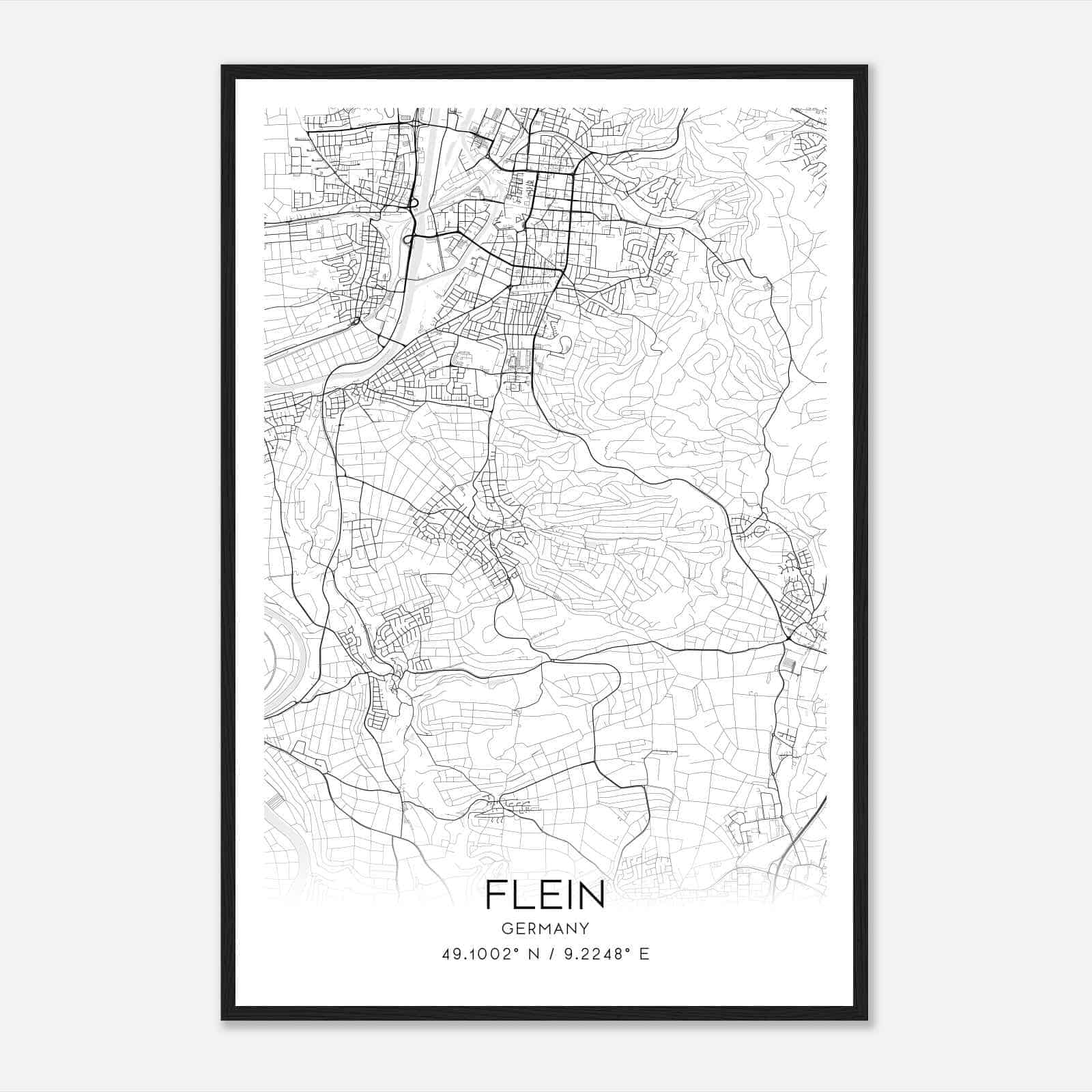 Flein Germany Map Poster, Modern Home Decor Wall Art Print