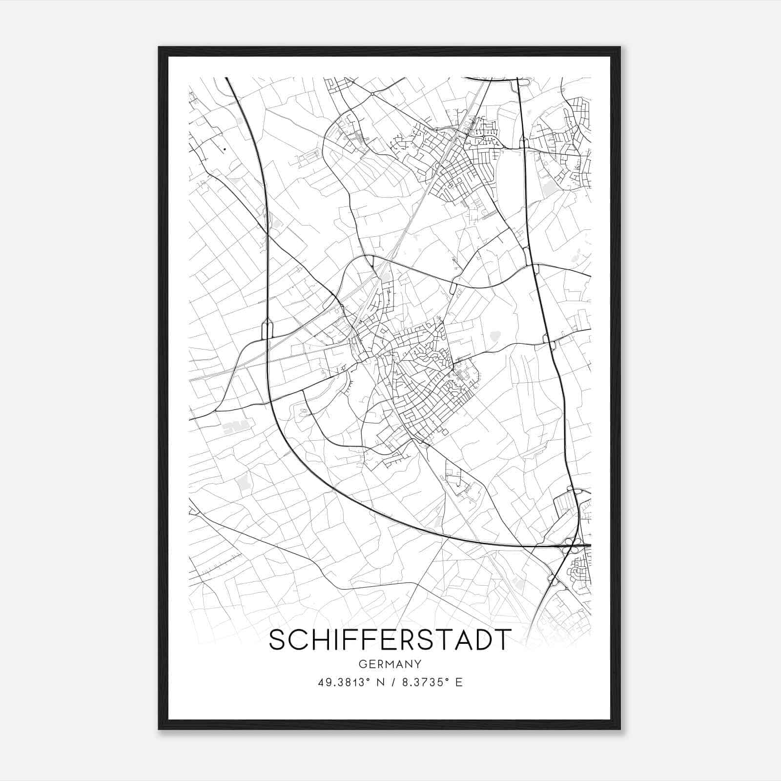 Schifferstadt Germany Map Poster, Modern Home Decor Wall Art Print