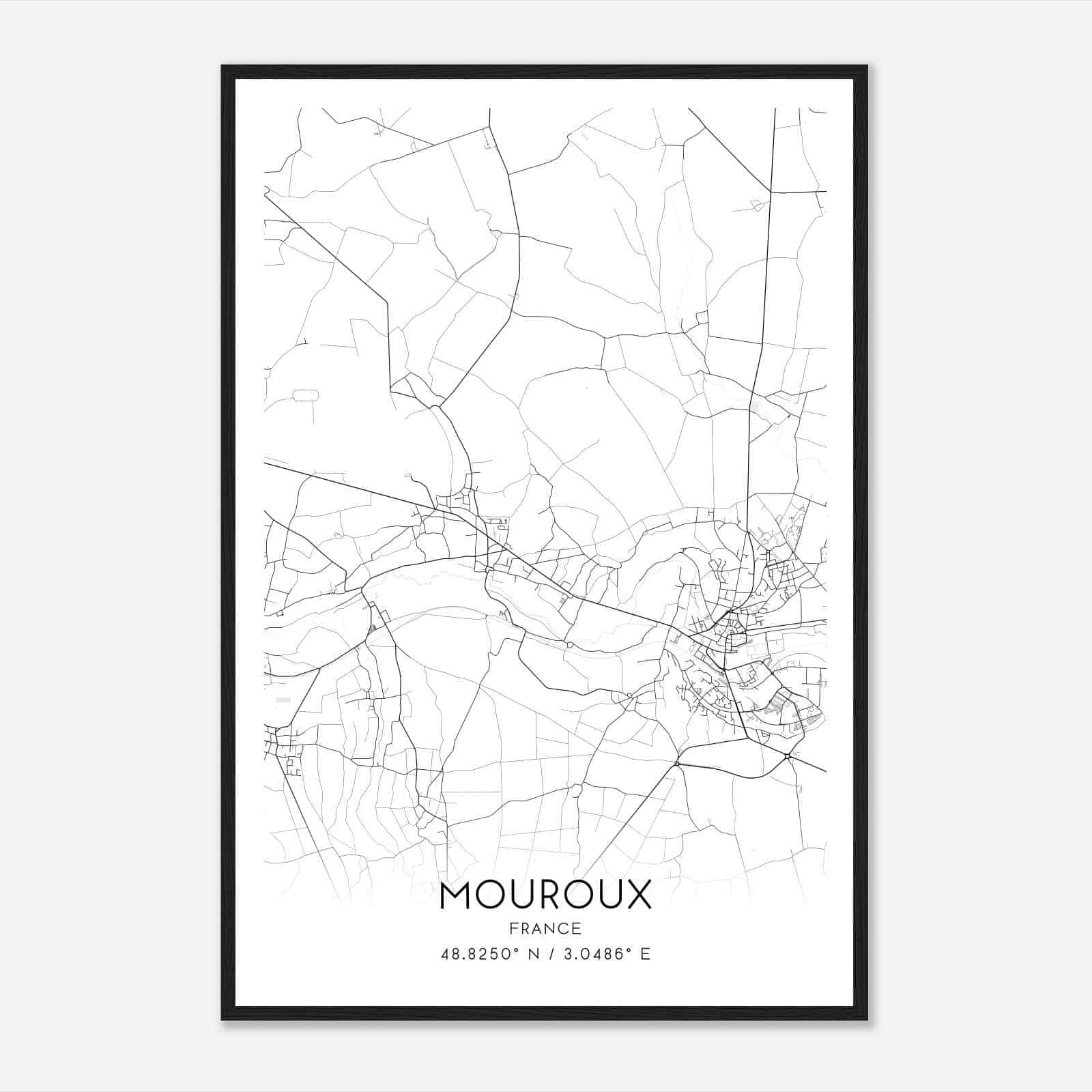 Mouroux France Map Poster, Modern Home Decor Wall Art Print