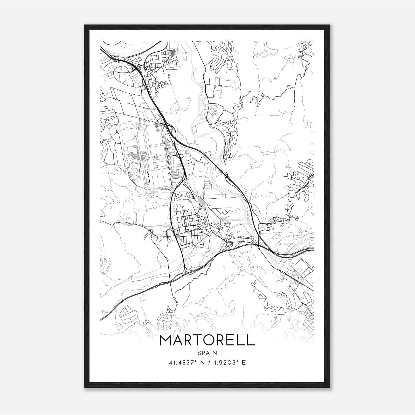 Martorell Spain Map Poster, Modern Home Decor Wall Art Print