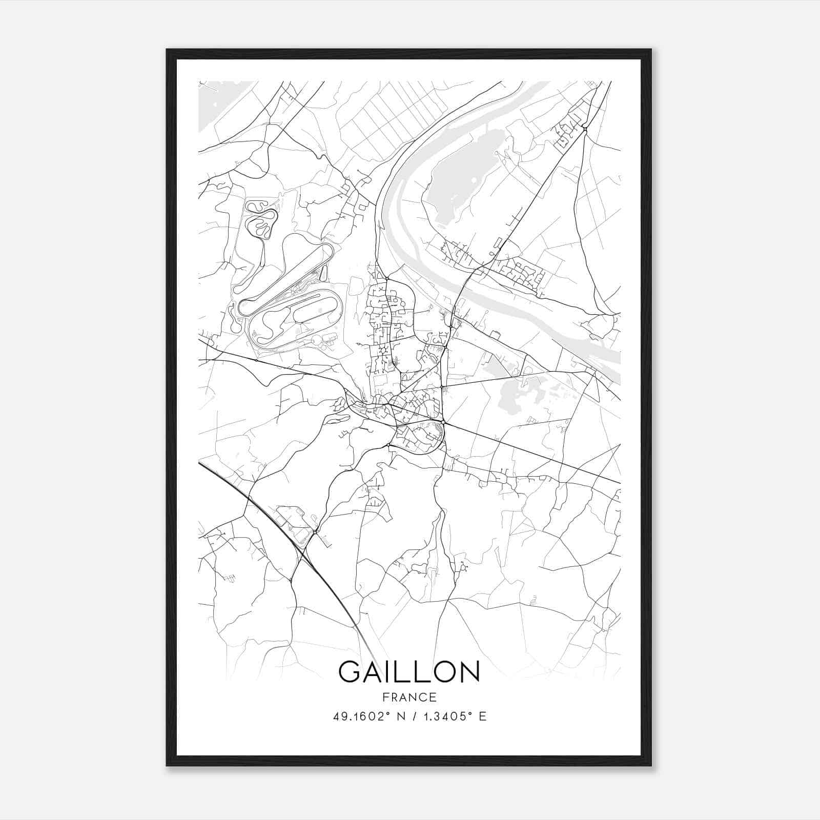 Gaillon France Map Poster, Modern Home Decor Wall Art Print