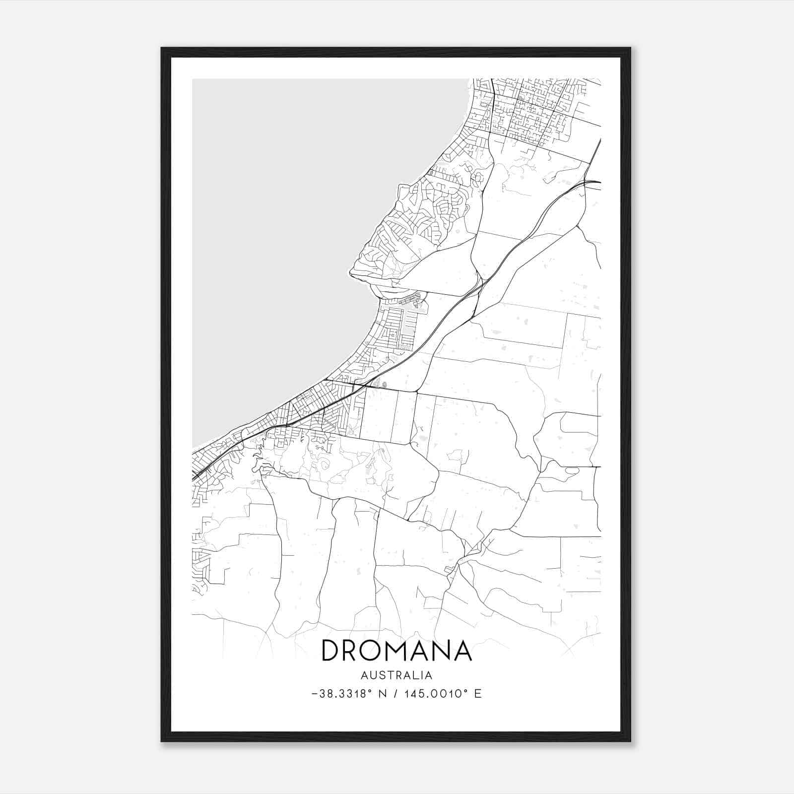 Dromana Australia Map Poster, Modern Home Decor Wall Art Print