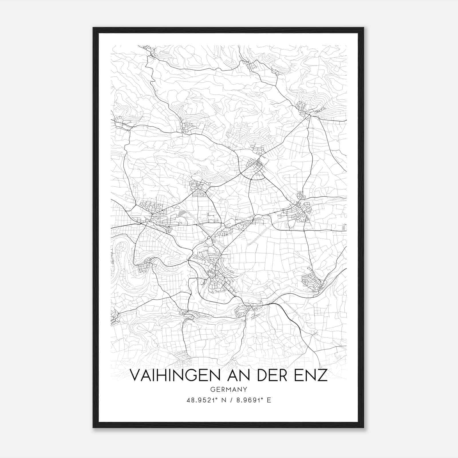 Vaihingen an der Enz Germany Map Poster, Modern Home Decor Wall Art Print
