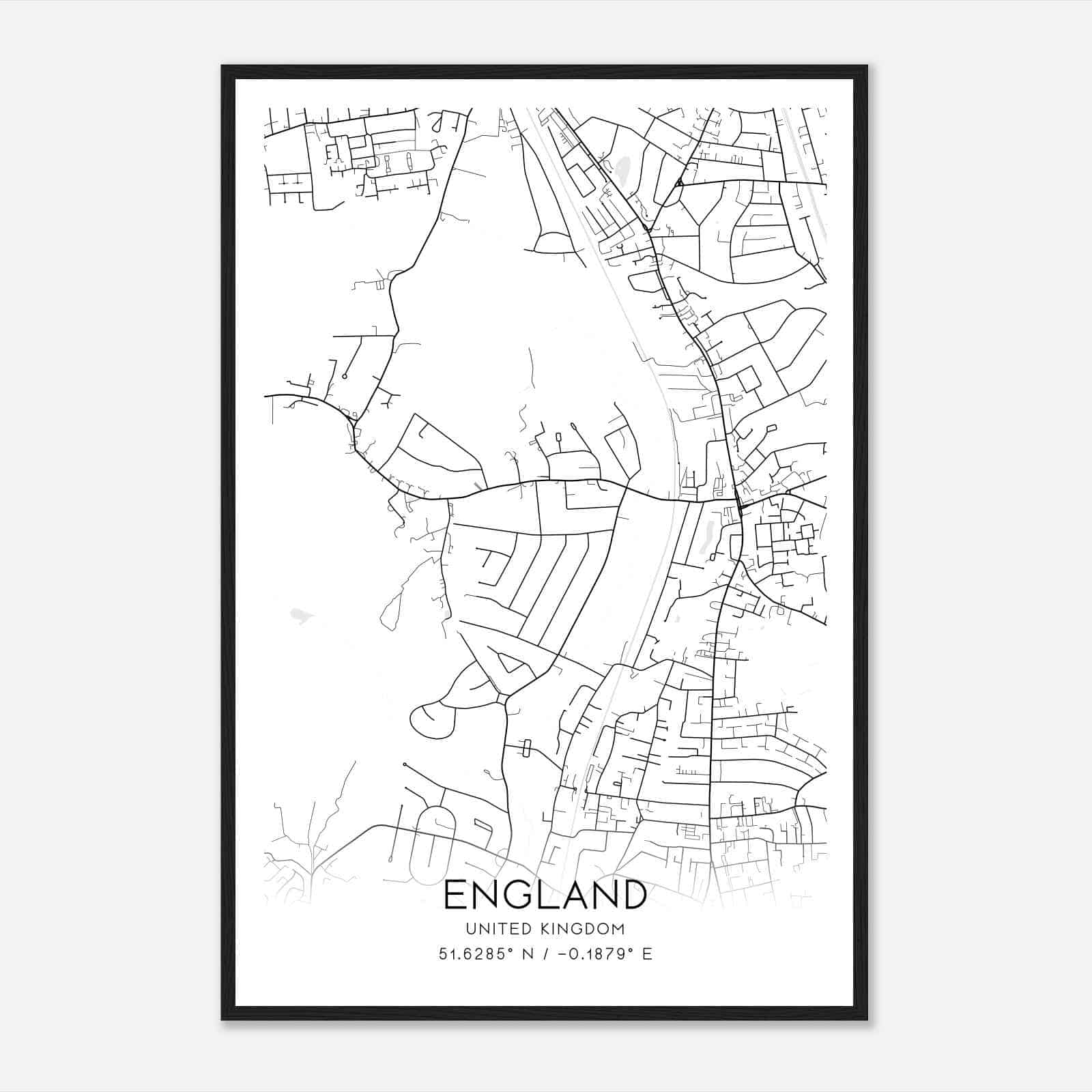 Totteridge United Kingdom Map Poster, Modern Home Decor Wall Art Print