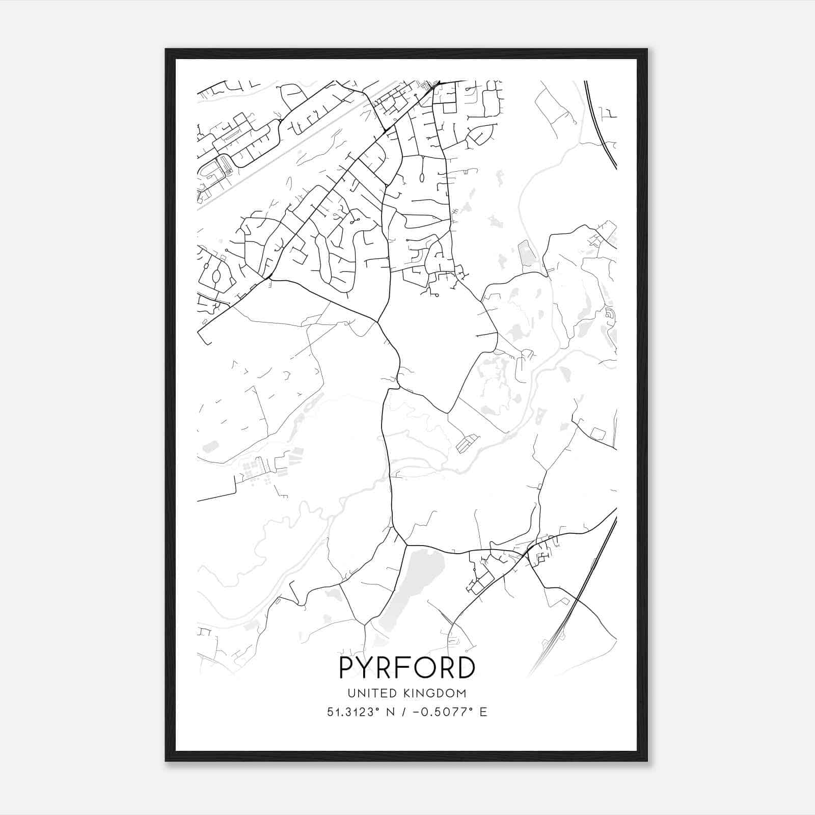 Pyrford United Kingdom Map Poster, Modern Home Decor Wall Art Print Pyrford United Kingdom Map Poster, Modern Home Decor Wall Art Print