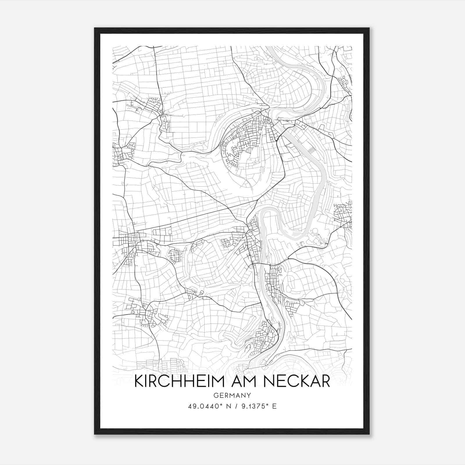 Kirchheim am Neckar Germany Map Poster, Modern Home Decor Wall Art Print