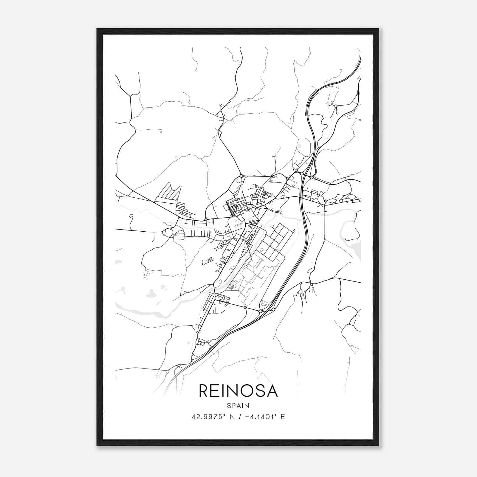 Reinosa Spain Map Poster, Modern Home Decor Wall Art Print