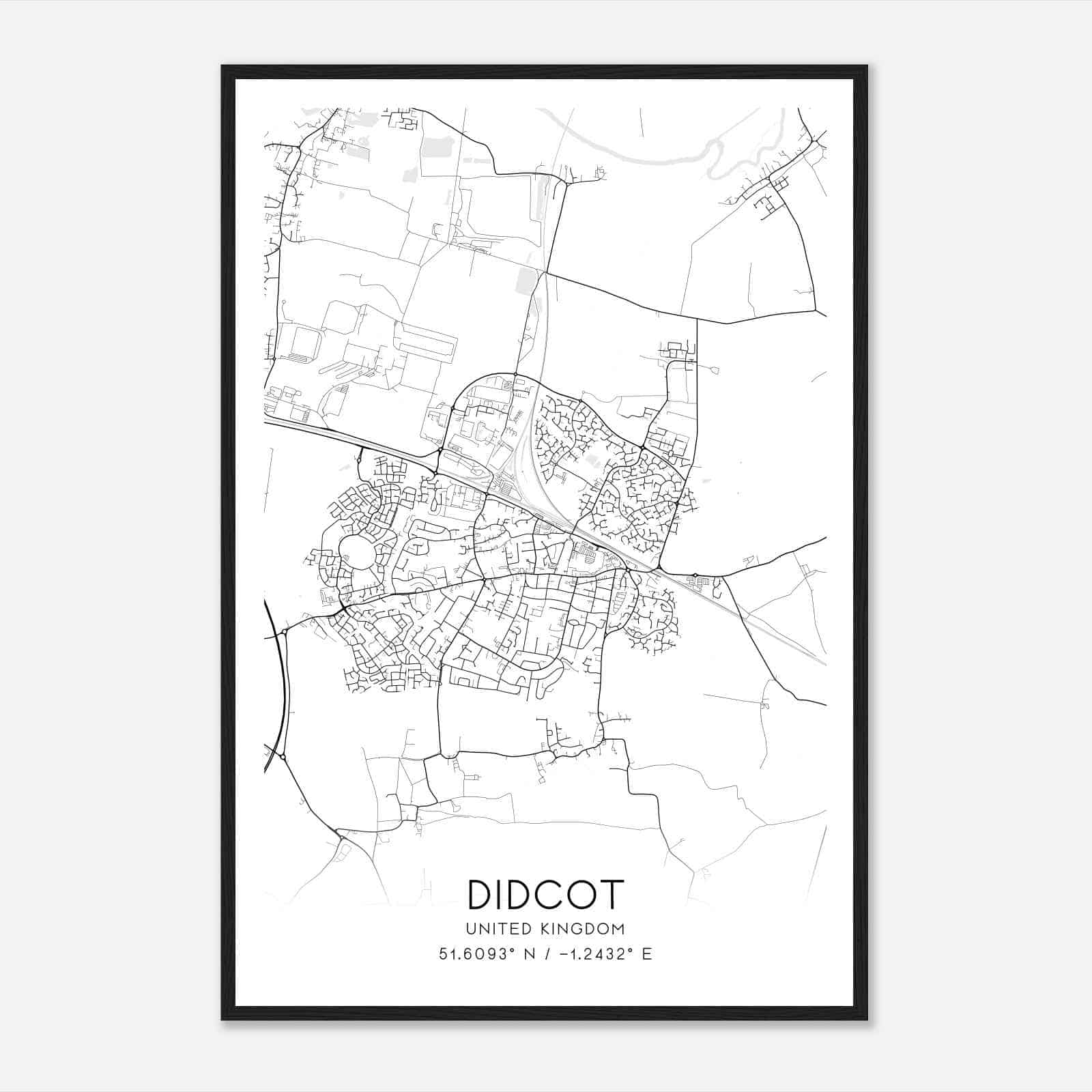 Didcot United Kingdom Map Poster, Modern Home Decor Wall Art Print