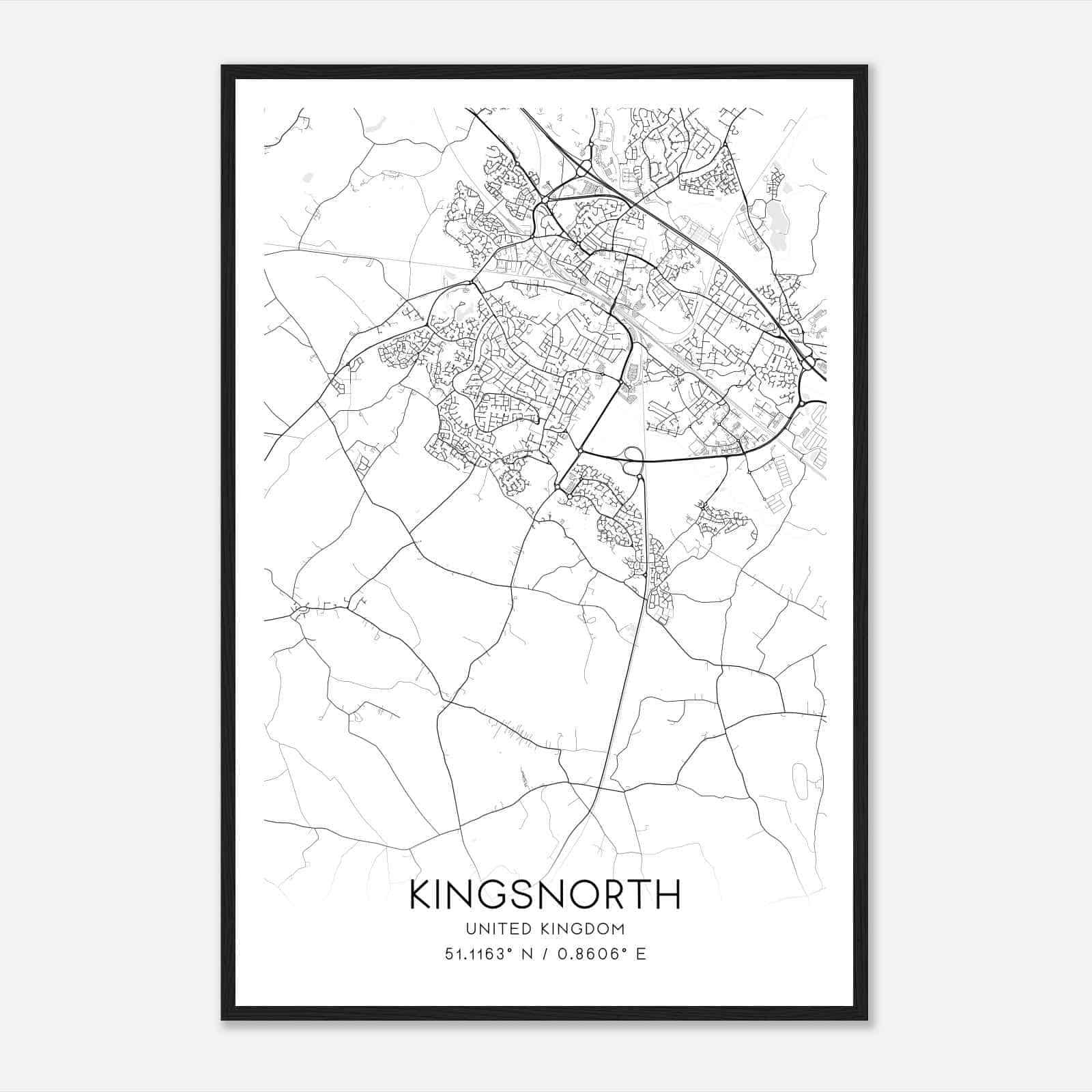 Kingsnorth United Kingdom Map Poster, Modern Home Decor Wall Art Print