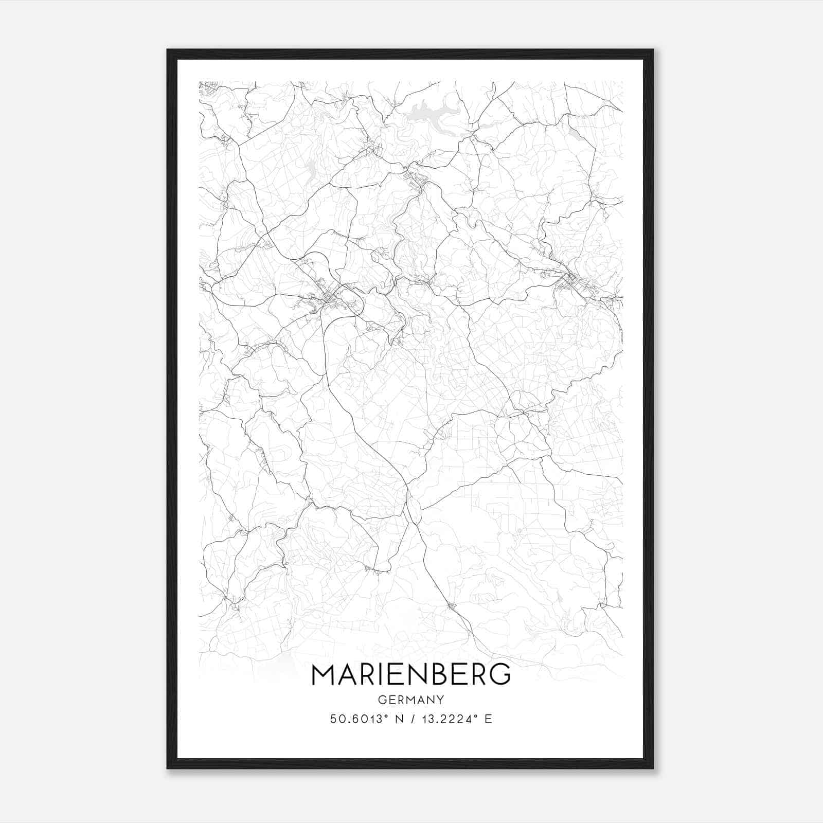 Marienberg Germany Map Poster, Modern Home Decor Wall Art Print