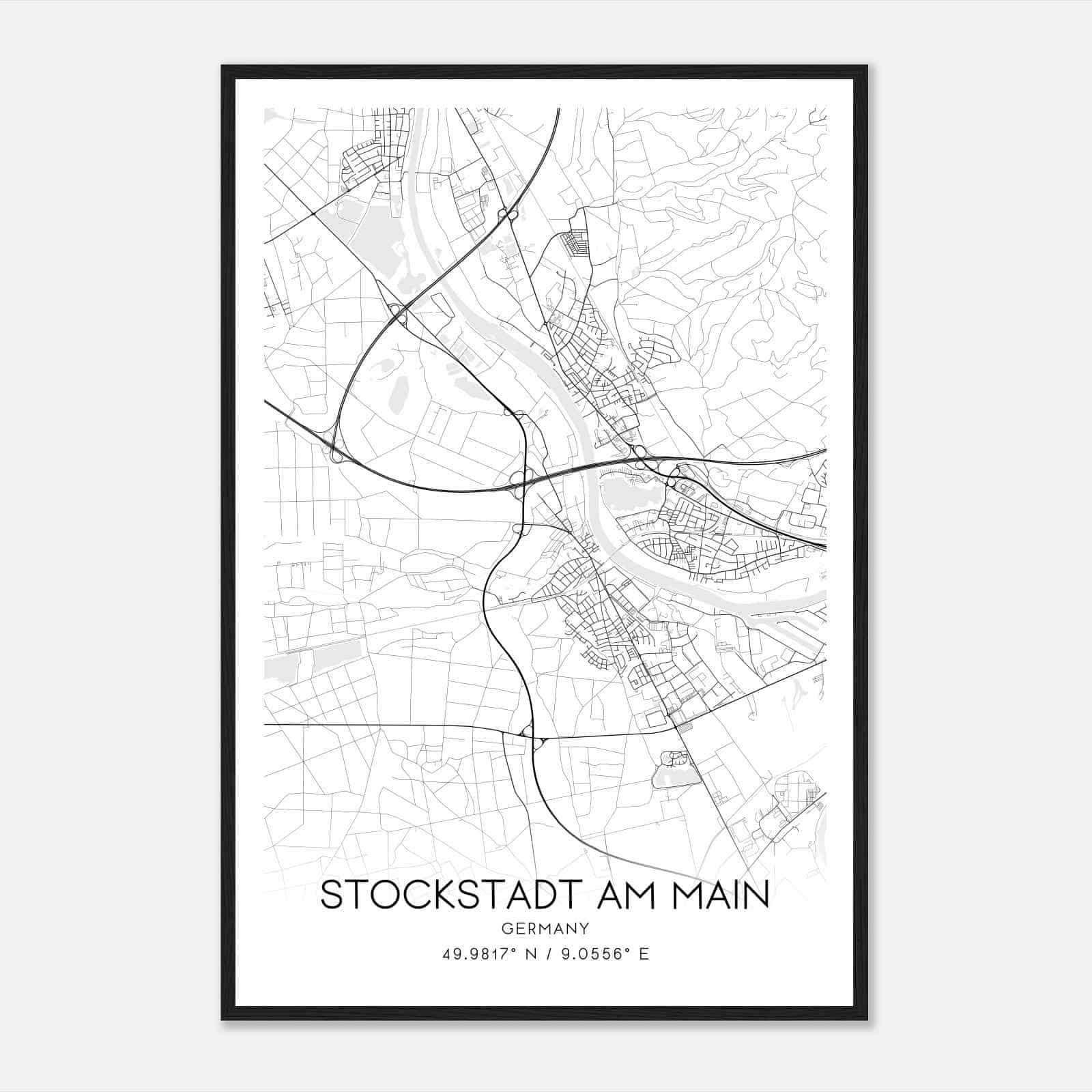 Stockstadt am Main Germany Map Poster, Modern Home Decor Wall Art Print